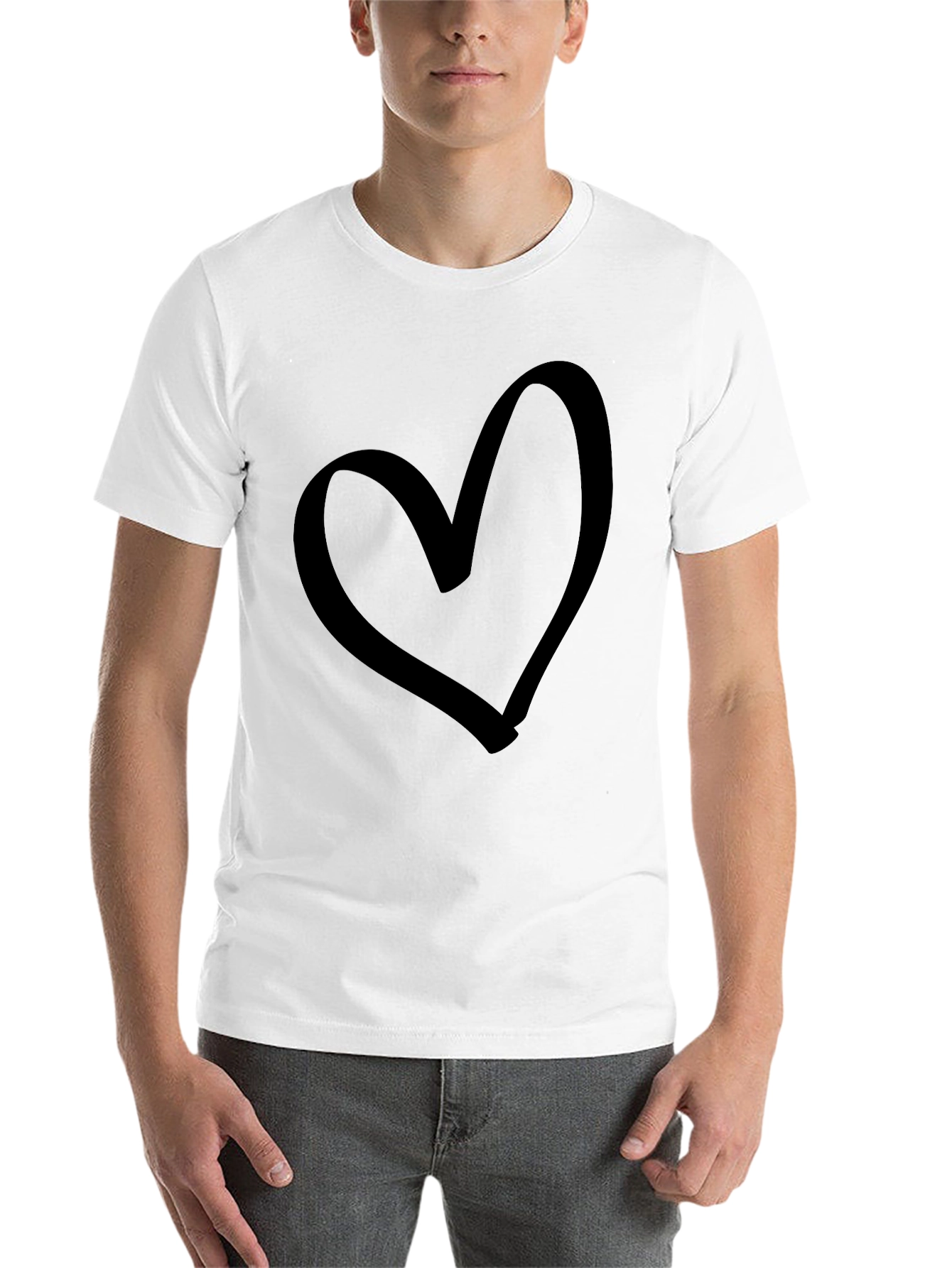 Black Heart Graphic Tee - Black Cotton Casual T-Shirt view 14