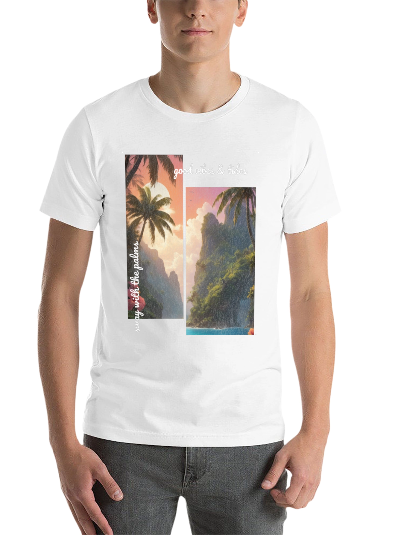 Tropical Vibes Graphic Tee - Sway with the Palms - 14