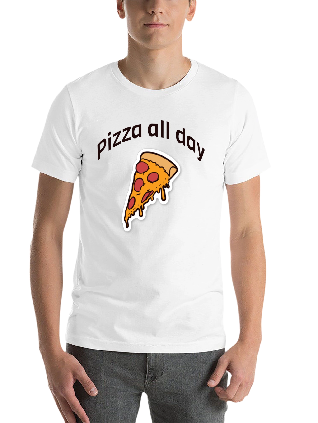 Black Pizza All Day Graphic T-Shirt - Casual Wear view 14