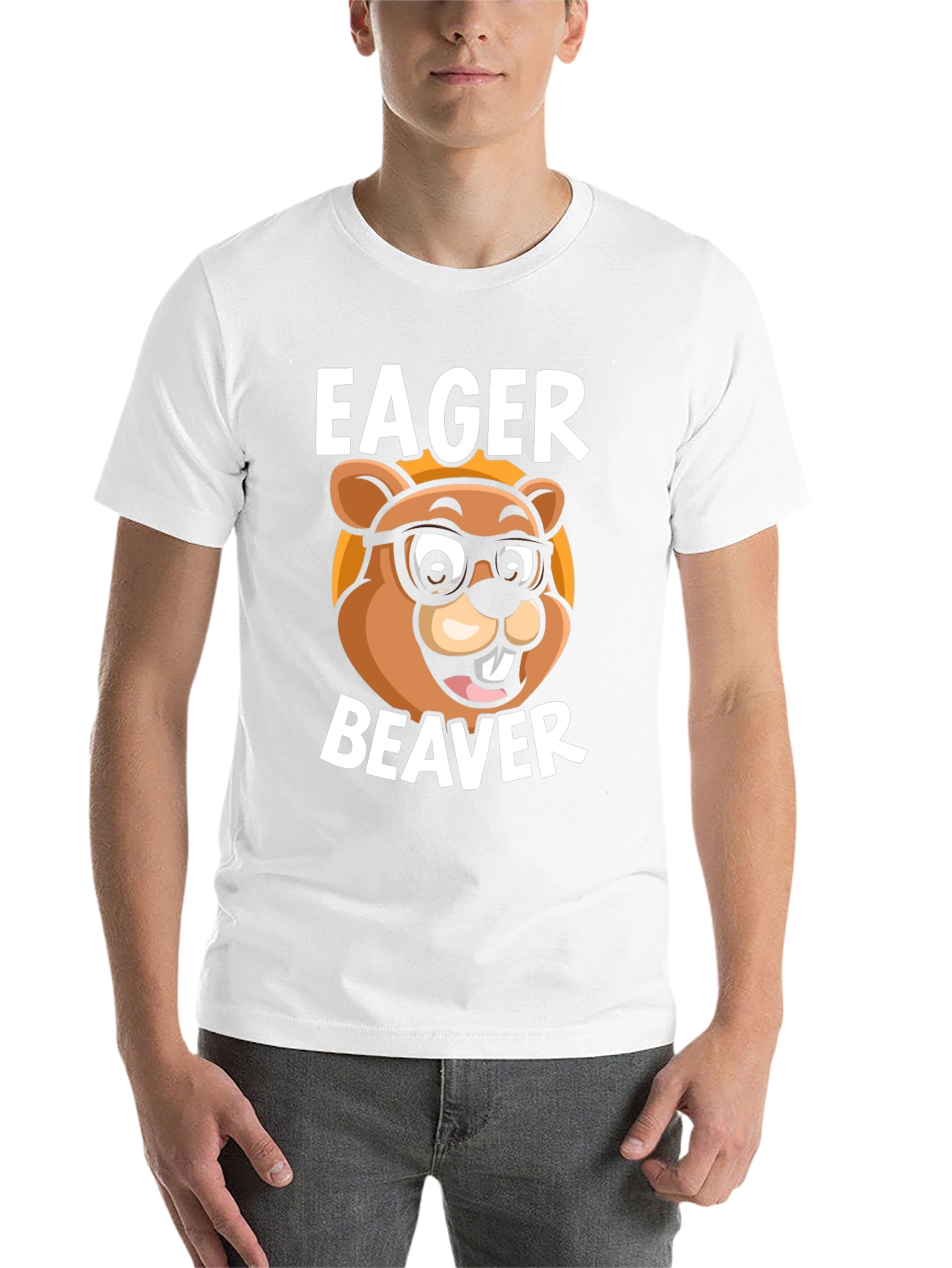 Black Eager Beaver Cartoon Graphic T-Shirt view 14