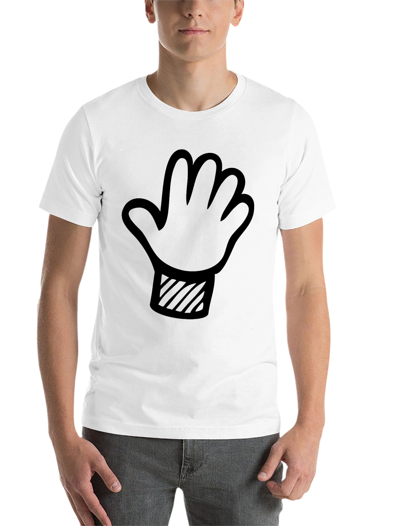 Black Novelty Cartoon Hand Graphic Tee - Casual Black T-Shirt view 14