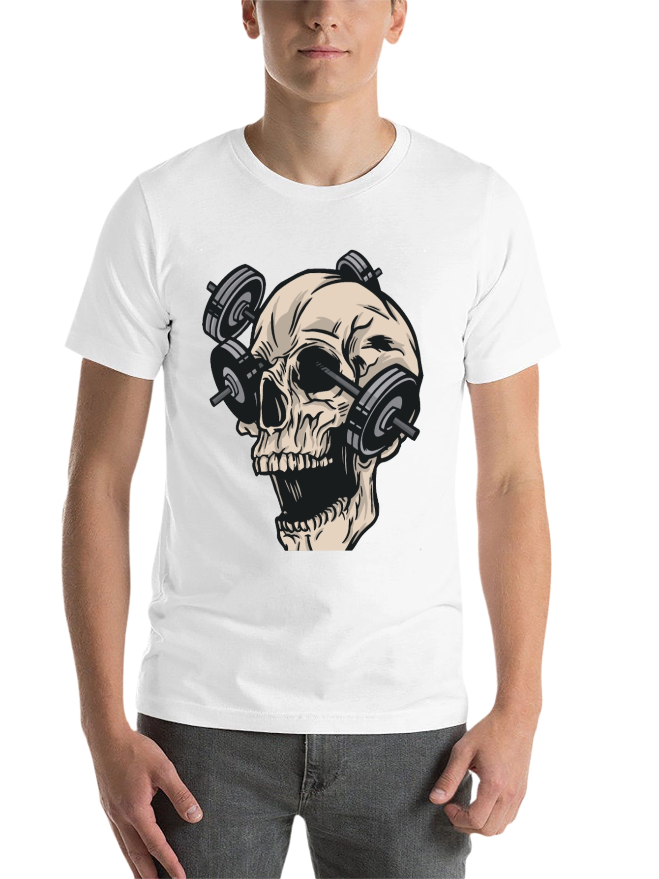 Black Skull Gym Weights Black T-Shirt view 14
