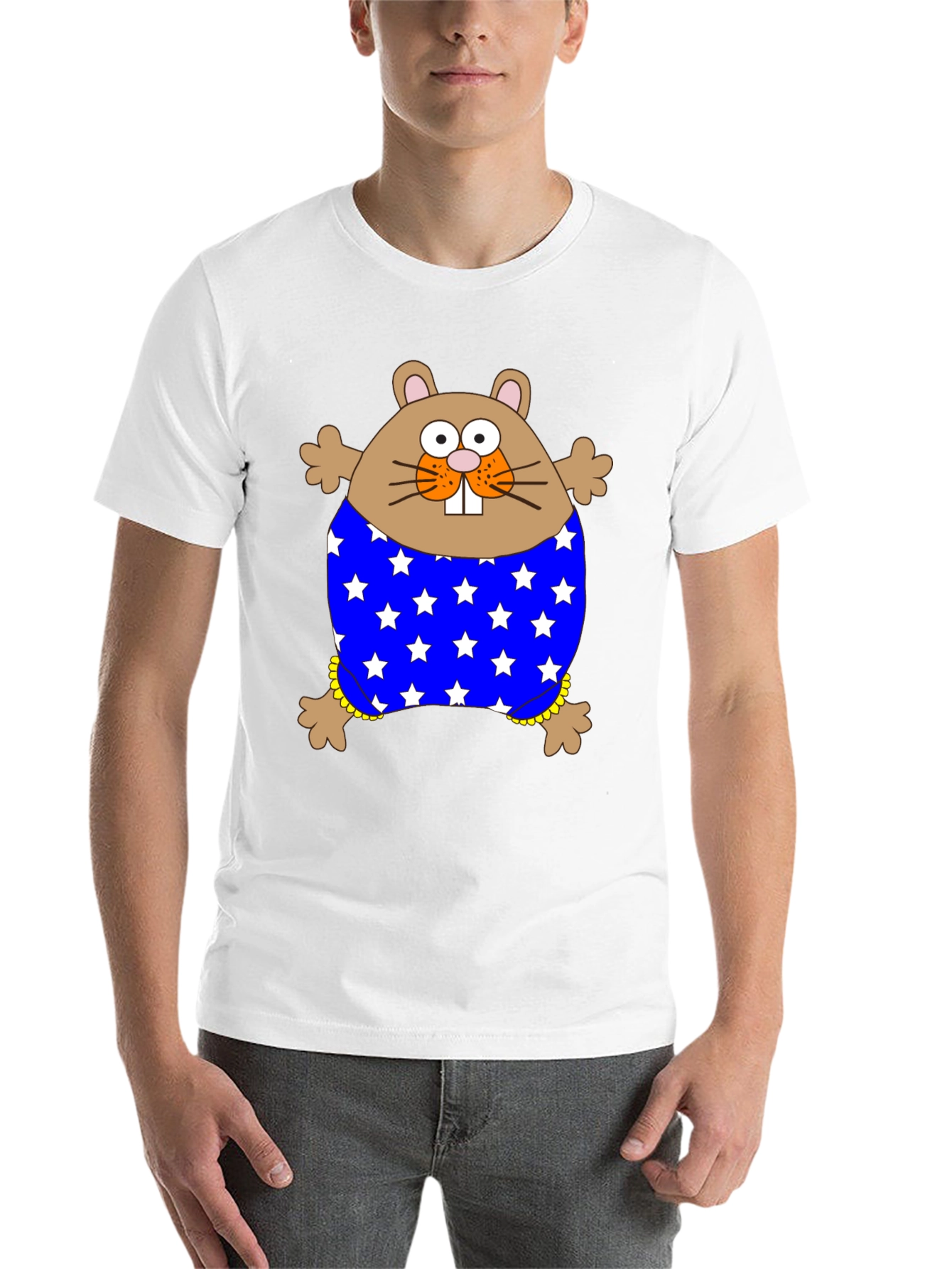 Black Funny Hamster Stars T-Shirt view 14