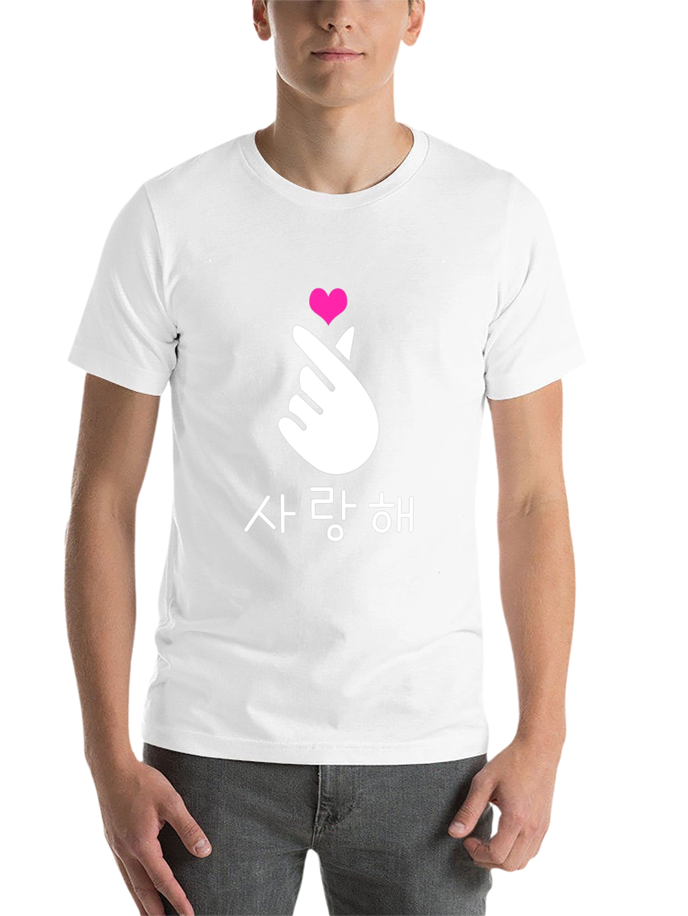 Black Finger Heart Korean Love T-Shirt view 14