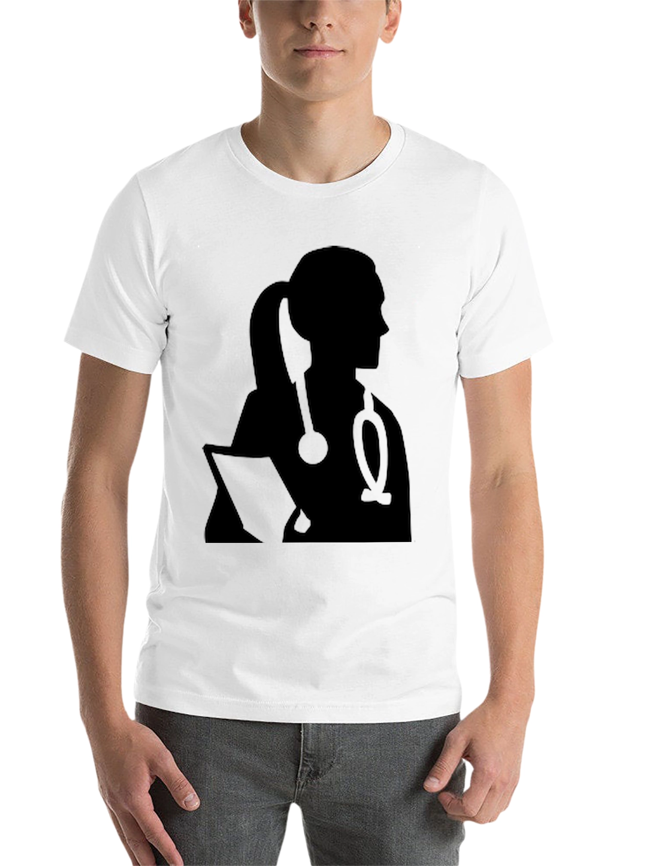 Black Doctor Silhouette T-Shirt - Stylish Medical Apparel view 14