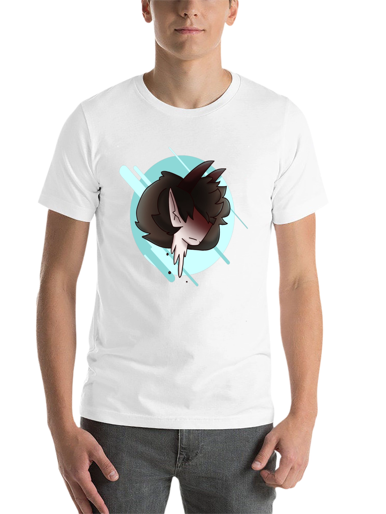 Black Anime Style Graphic Tee - Black Cotton Blend Shirt view 14