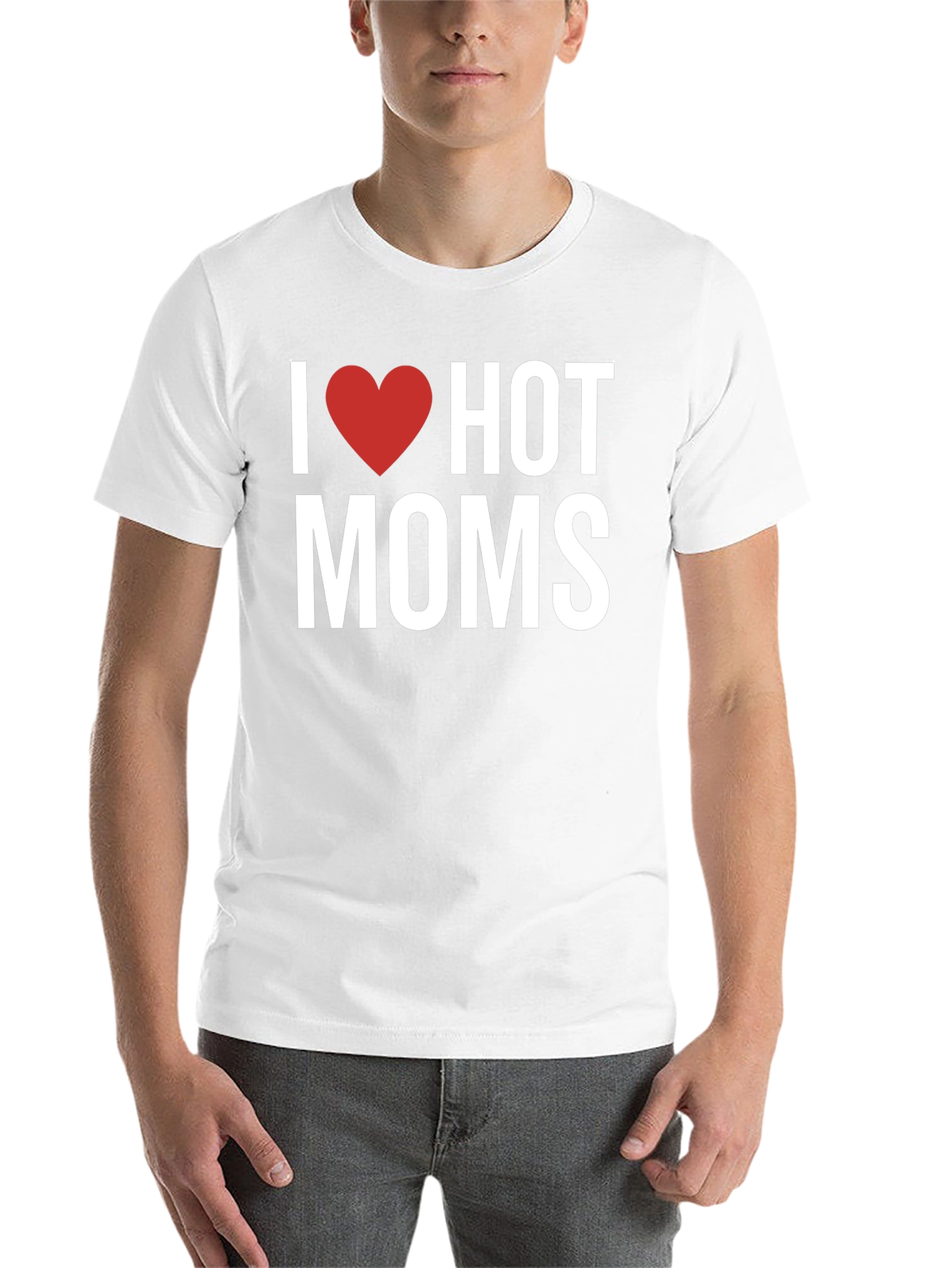 Black I Heart Hot Moms Graphic T-Shirt - Adult Humor Tee view 14