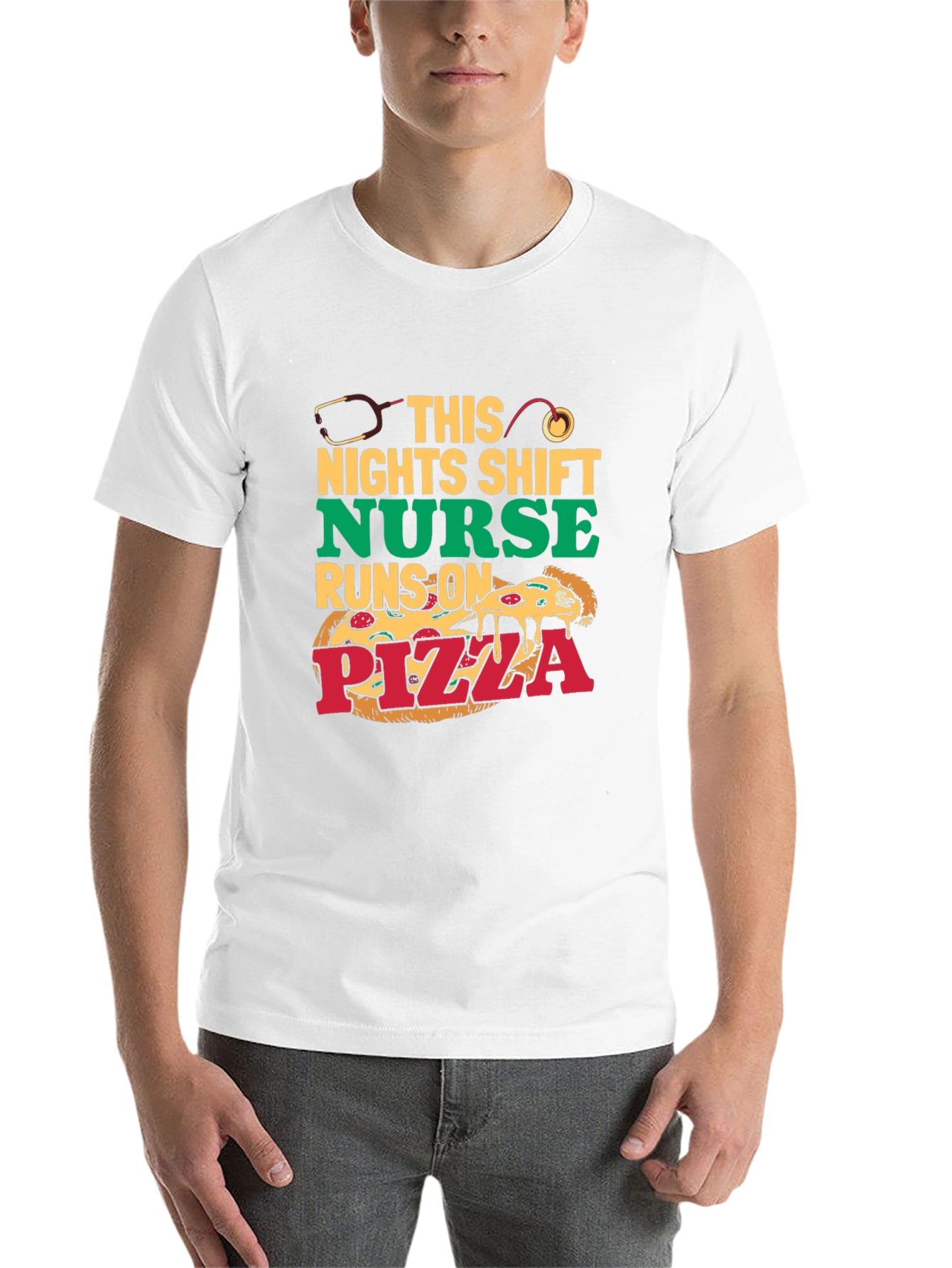 Black Nurse Pizza T-Shirt: Night Shift Humor view 14