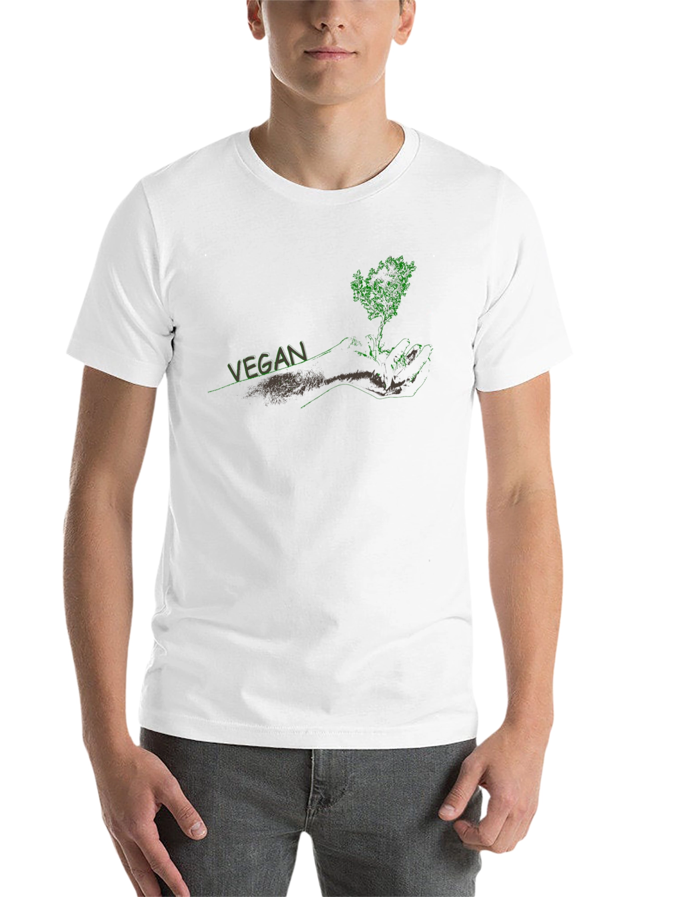 Black Vegan Tree Graphic Black T-Shirt view 14