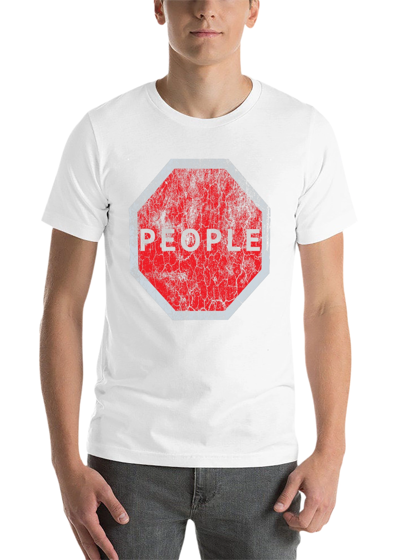 Black Stop People Graphic Tee - Black Cotton T-Shirt view 14