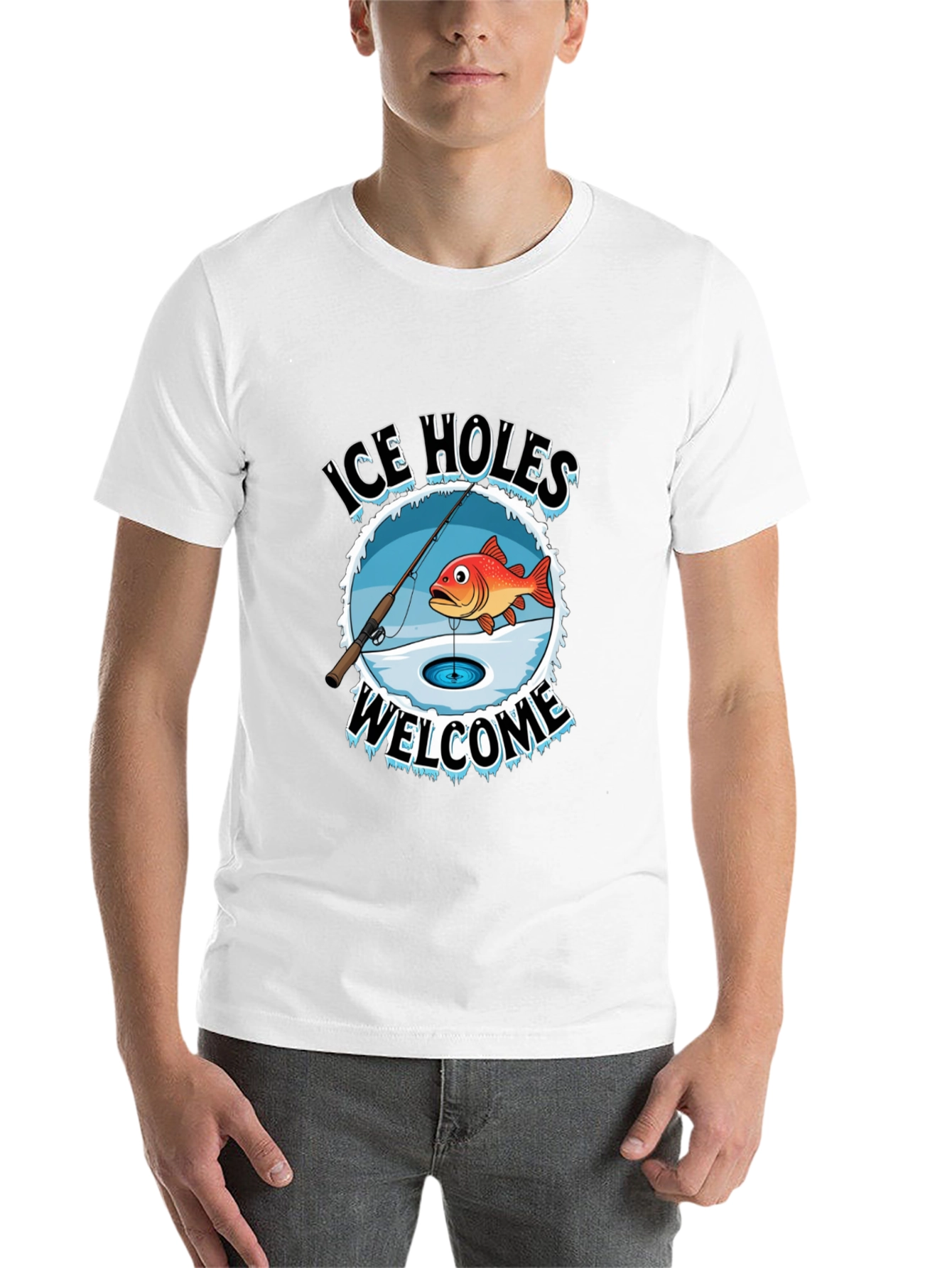Black Ice Holes Welcome Fishing T-Shirt view 14