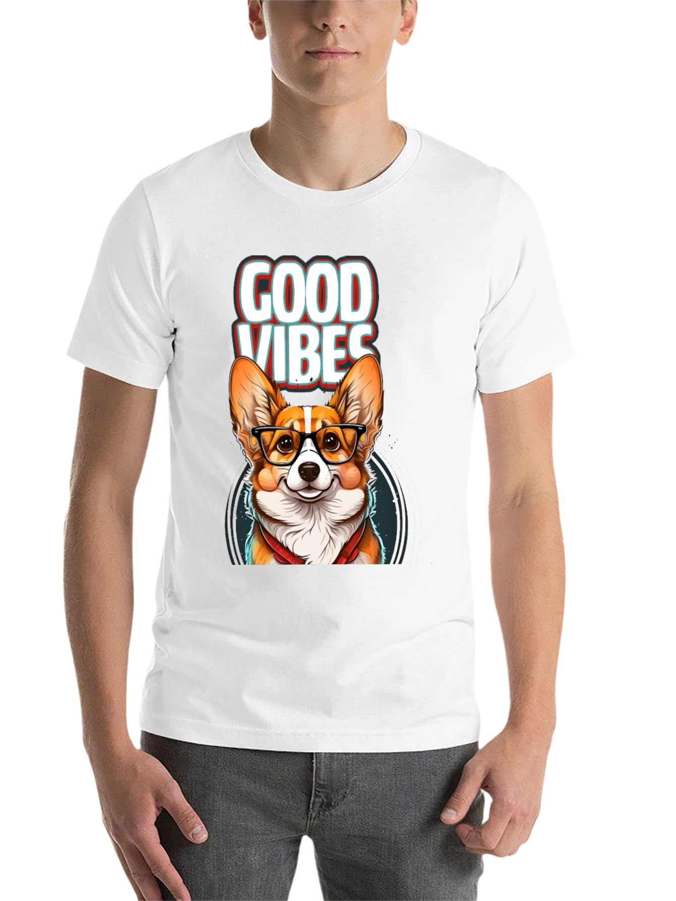 Black Good Vibes Corgi T-Shirt view 14