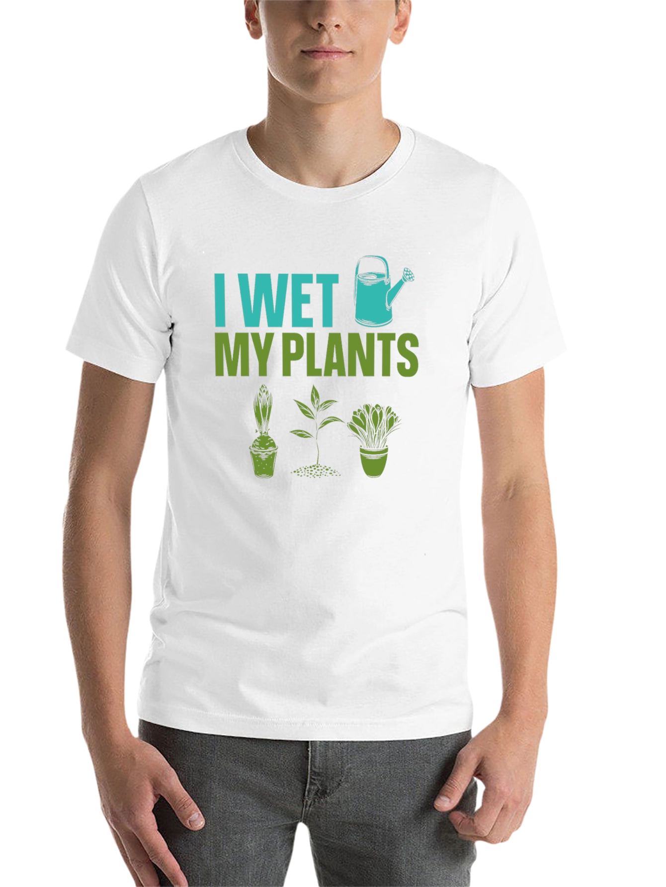 Black I Wet My Plants Graphic T-Shirt - Gardener Humor view 14