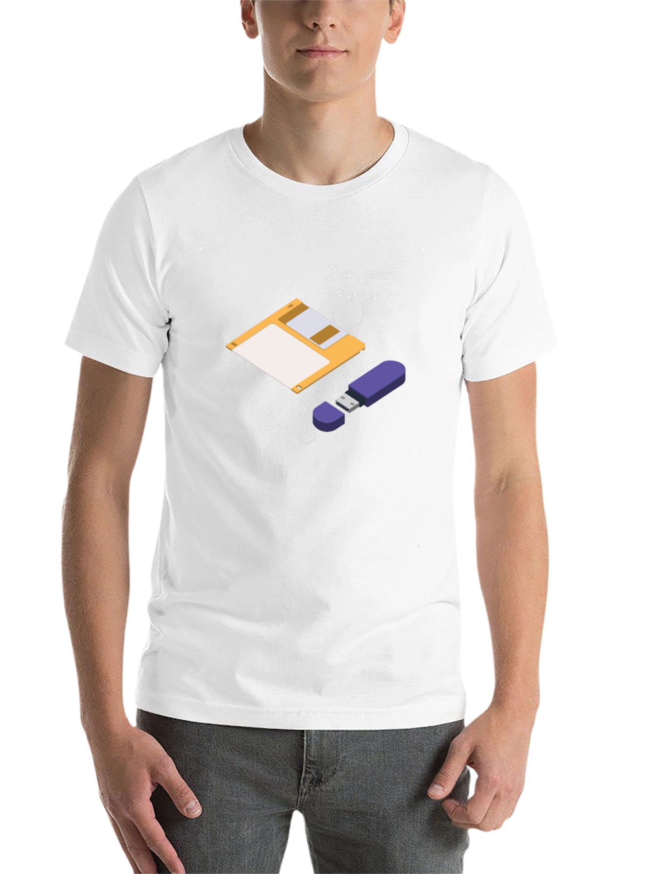 Black Funny Father's Day Geek T-Shirt: Floppy Disk & USB view 14