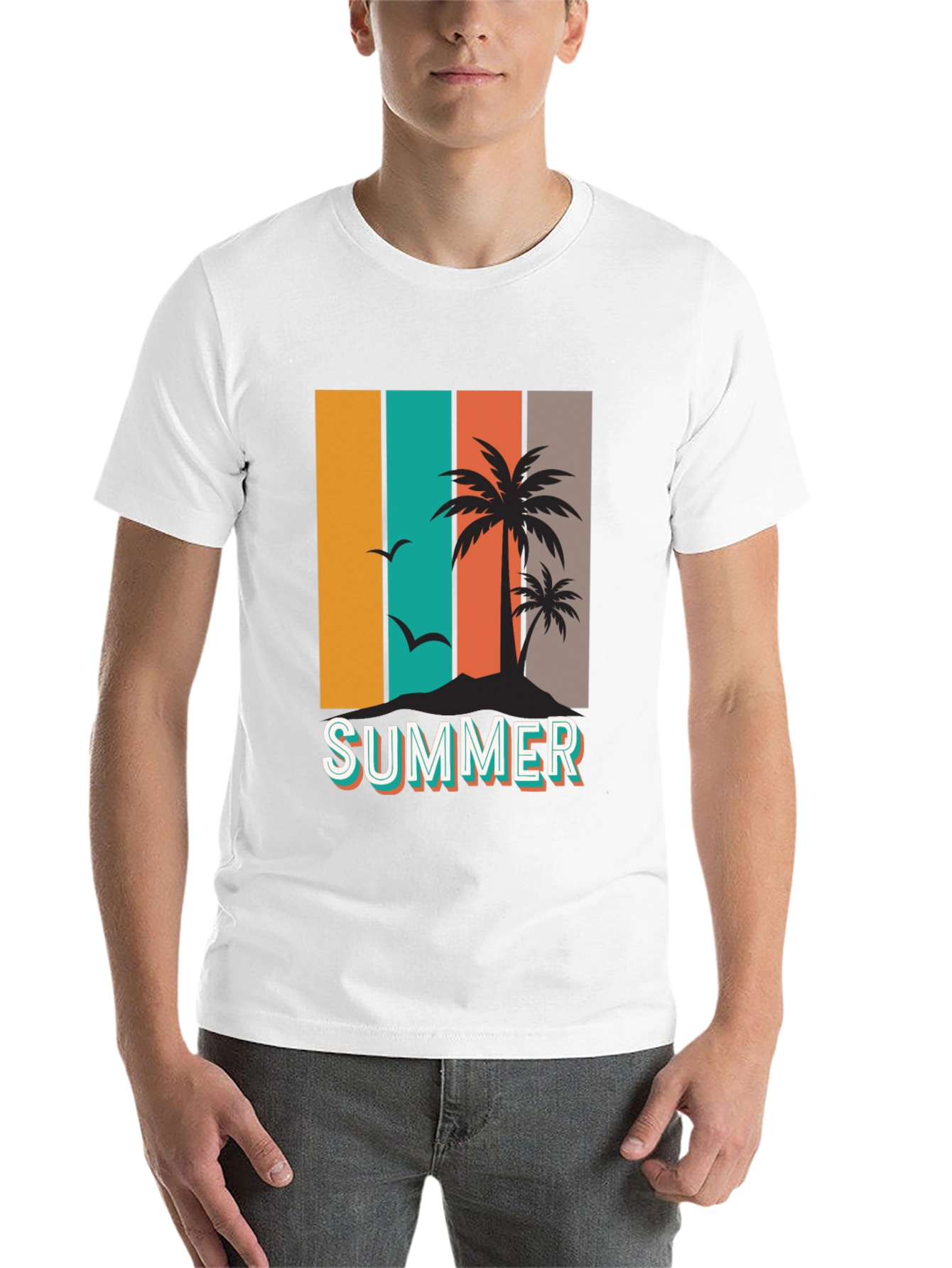 Black Retro Summer Palm Tree Graphic T-Shirt view 14