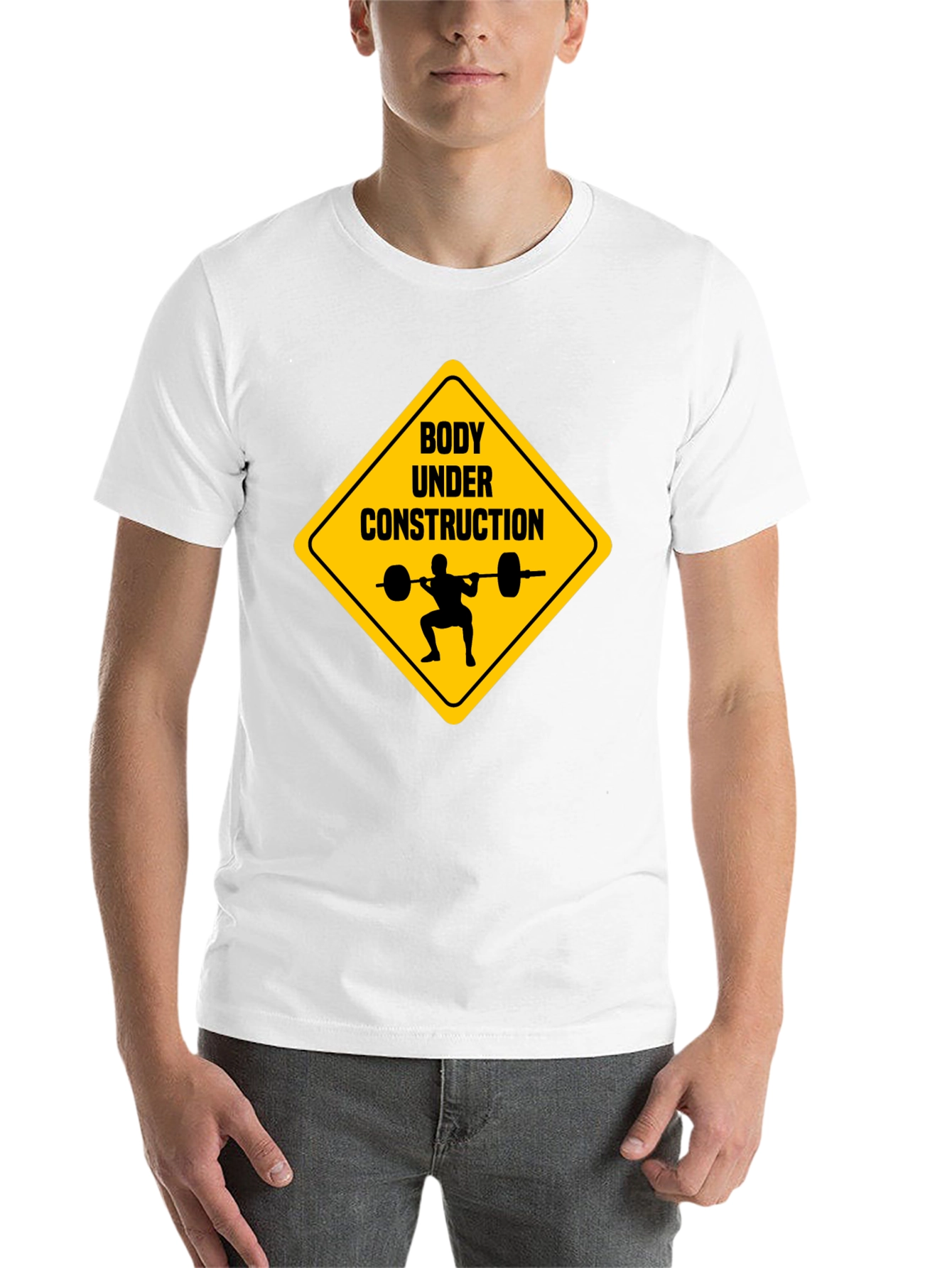 Black Body Under Construction Weightlifting T-Shirt view 14