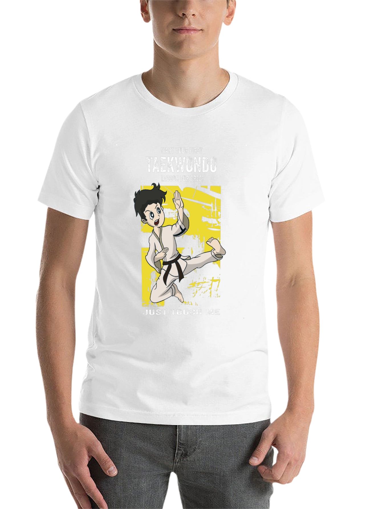 Black Taekwondo Funny Cartoon T-Shirt view 14