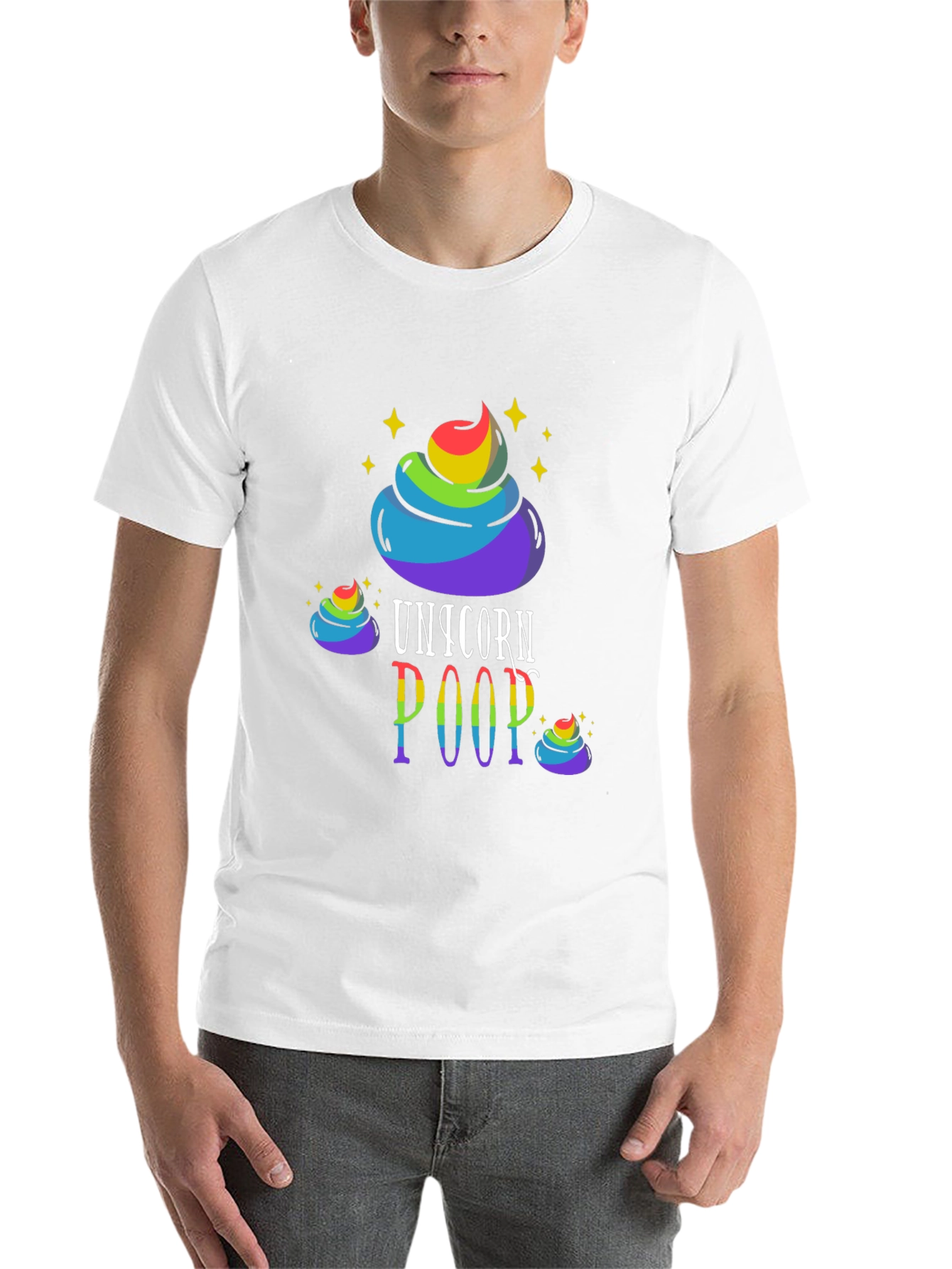 Black Unicorn Poop Graphic Tee - Rainbow Humor T-Shirt view 14