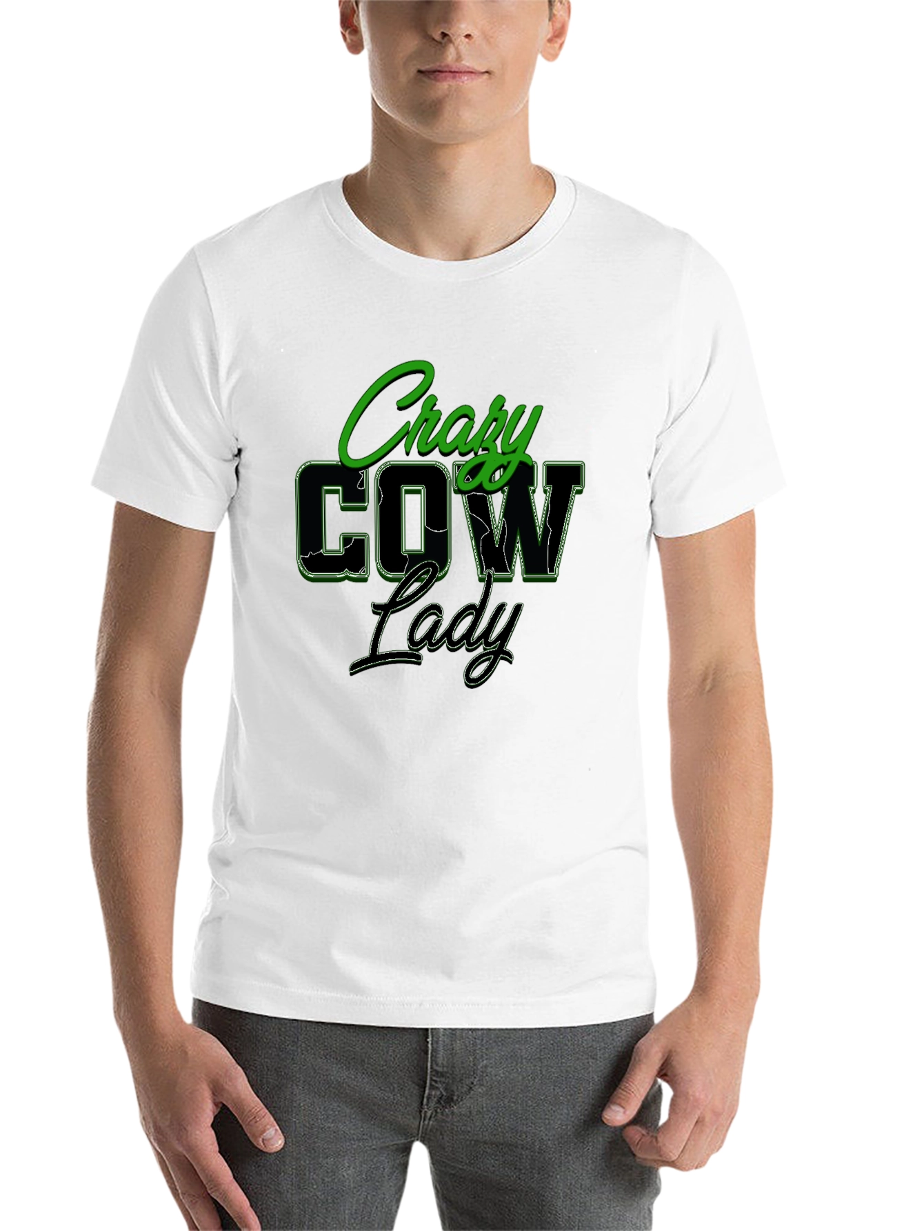 Black Crazy Cow Lady Black Graphic T-Shirt view 14