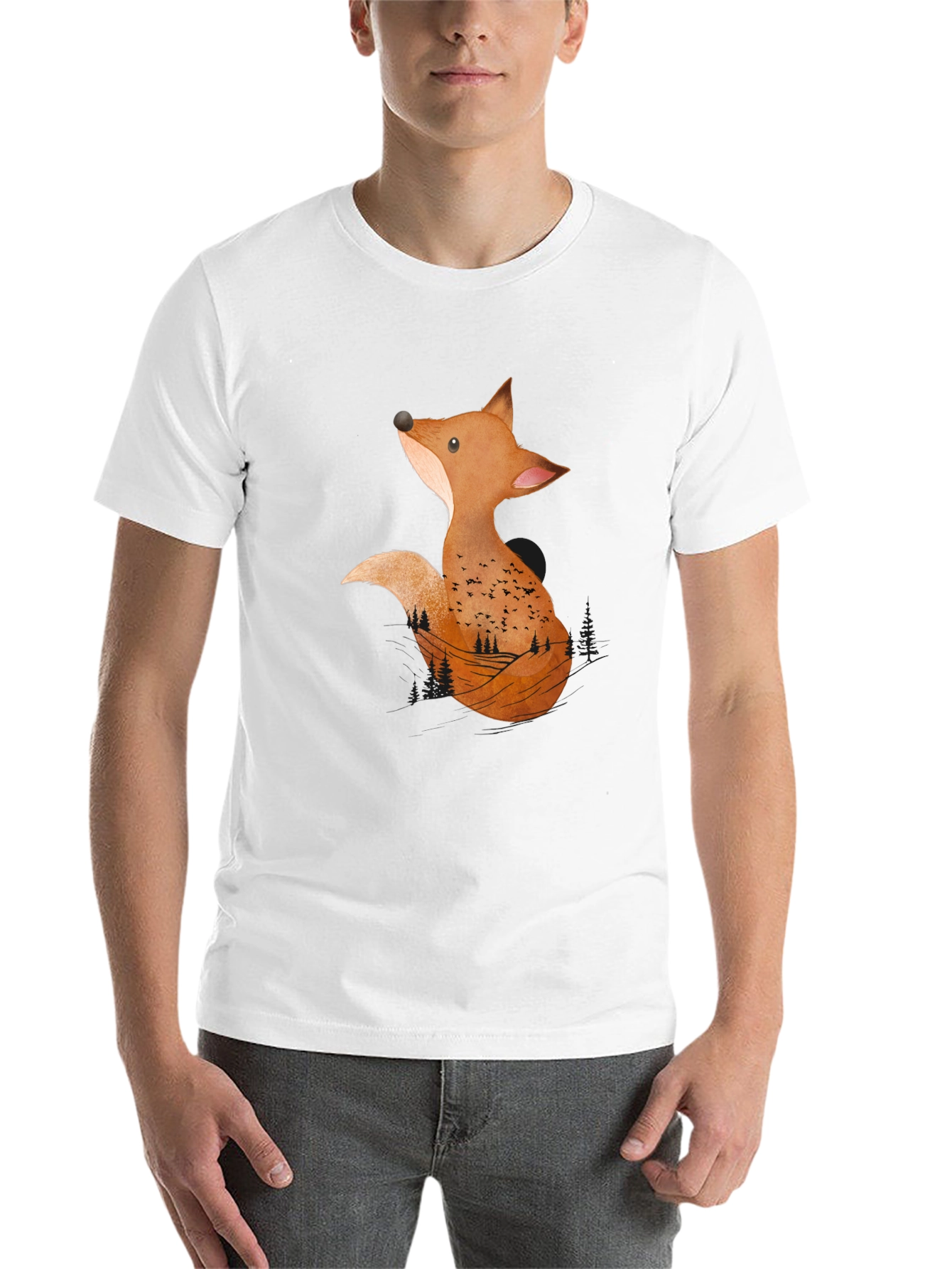 Black Fox Graphic Print Tee - Nature Inspired Design view 14