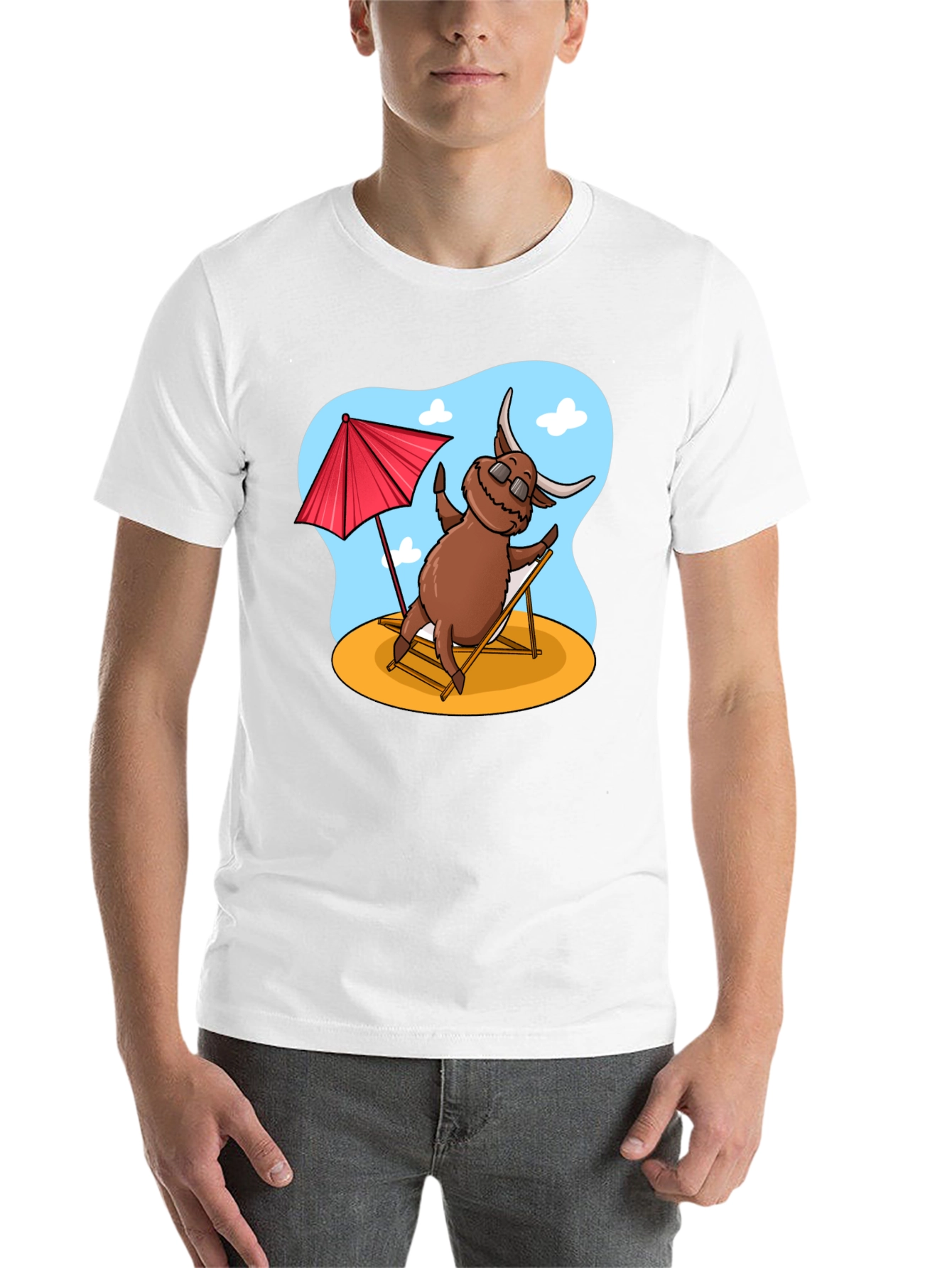 Black Beach Bull T-Shirt - Relaxed Cartoon Graphic Tee view 14
