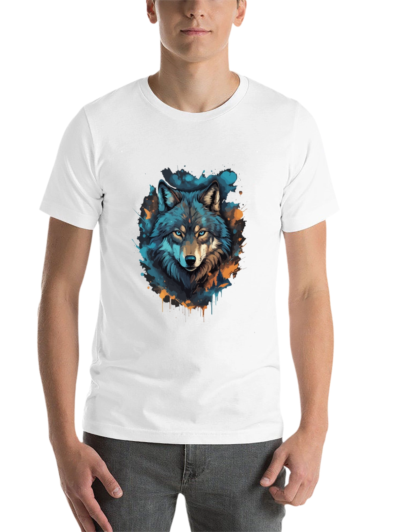 Black Wolf Graphic Tee - Black Cotton T-Shirt view 14