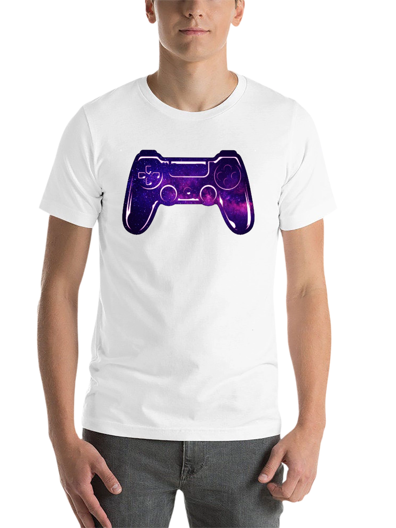 Black Gaming Controller Graphic Tee - Galaxy Design view 14