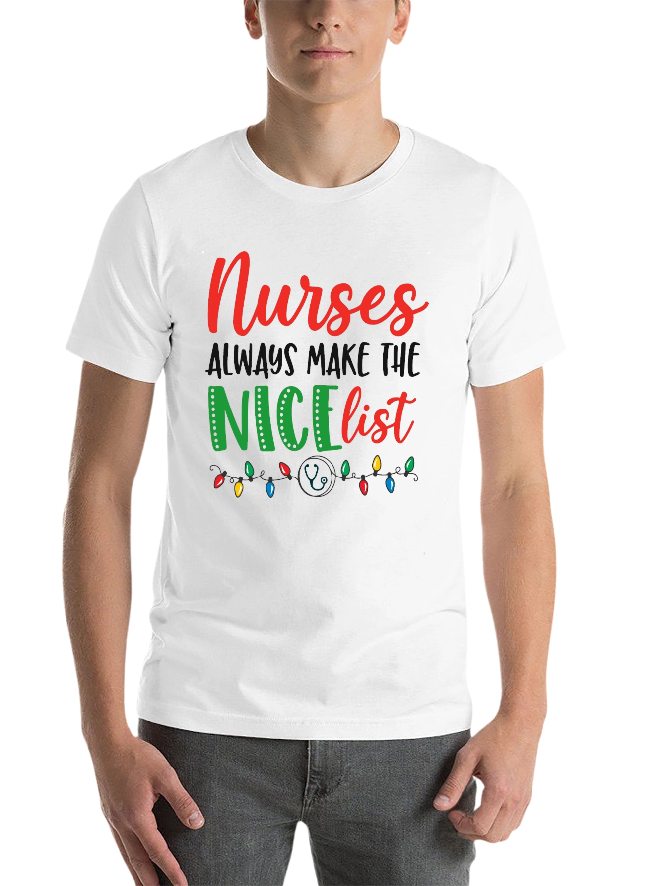 Black Nurses NICE List T-Shirt view 14