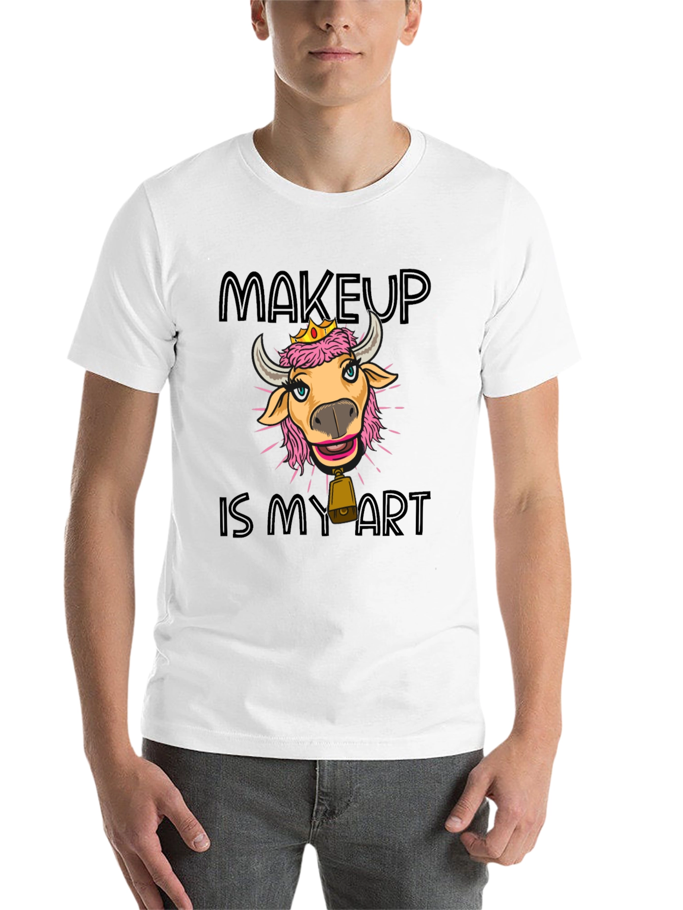 Black Makeup is My Art T-Shirt - Cute Cow with Crown view 14