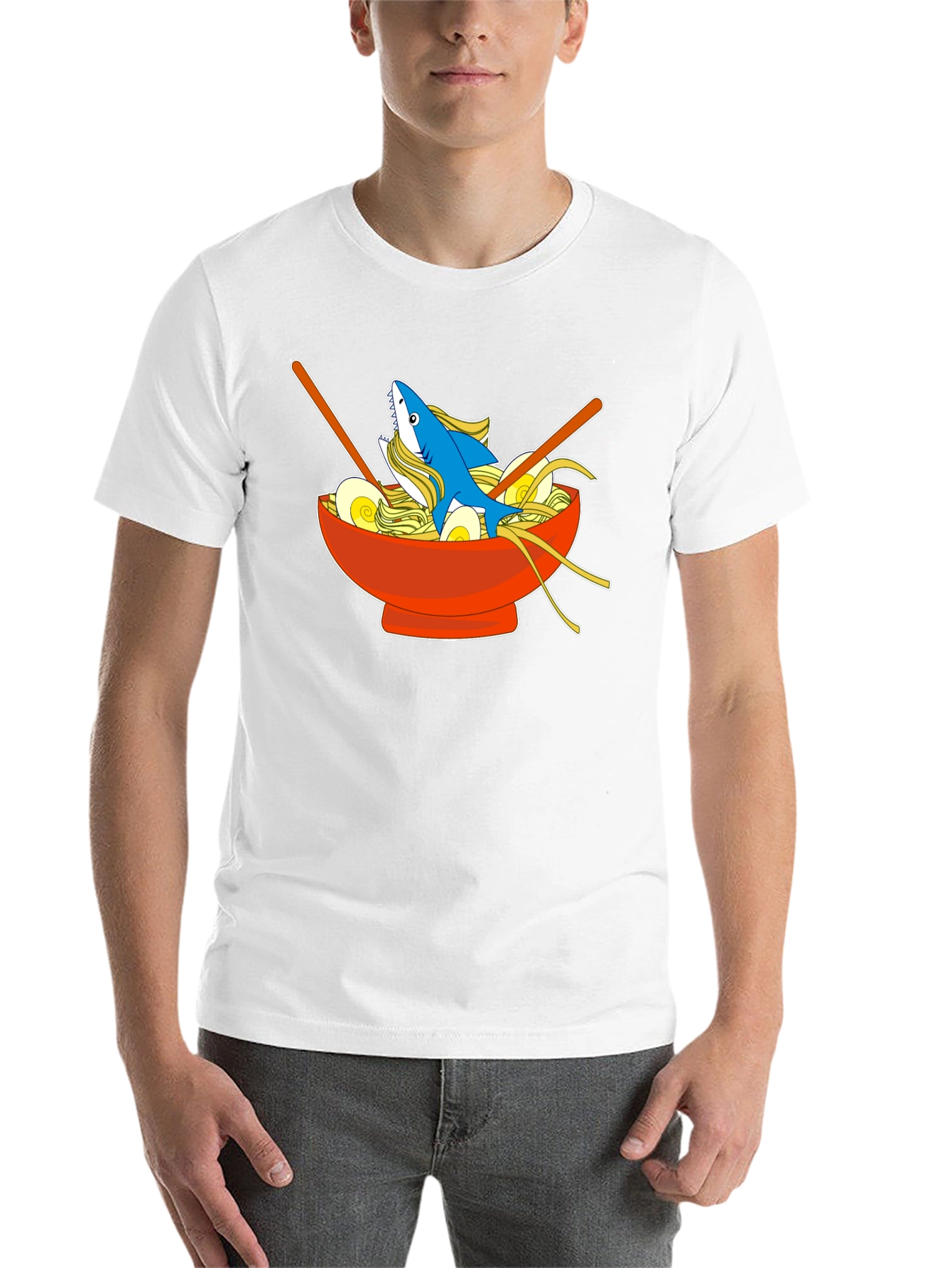 Black Shark Ramen Bowl T-Shirt - Unique Anime Style Tee view 14