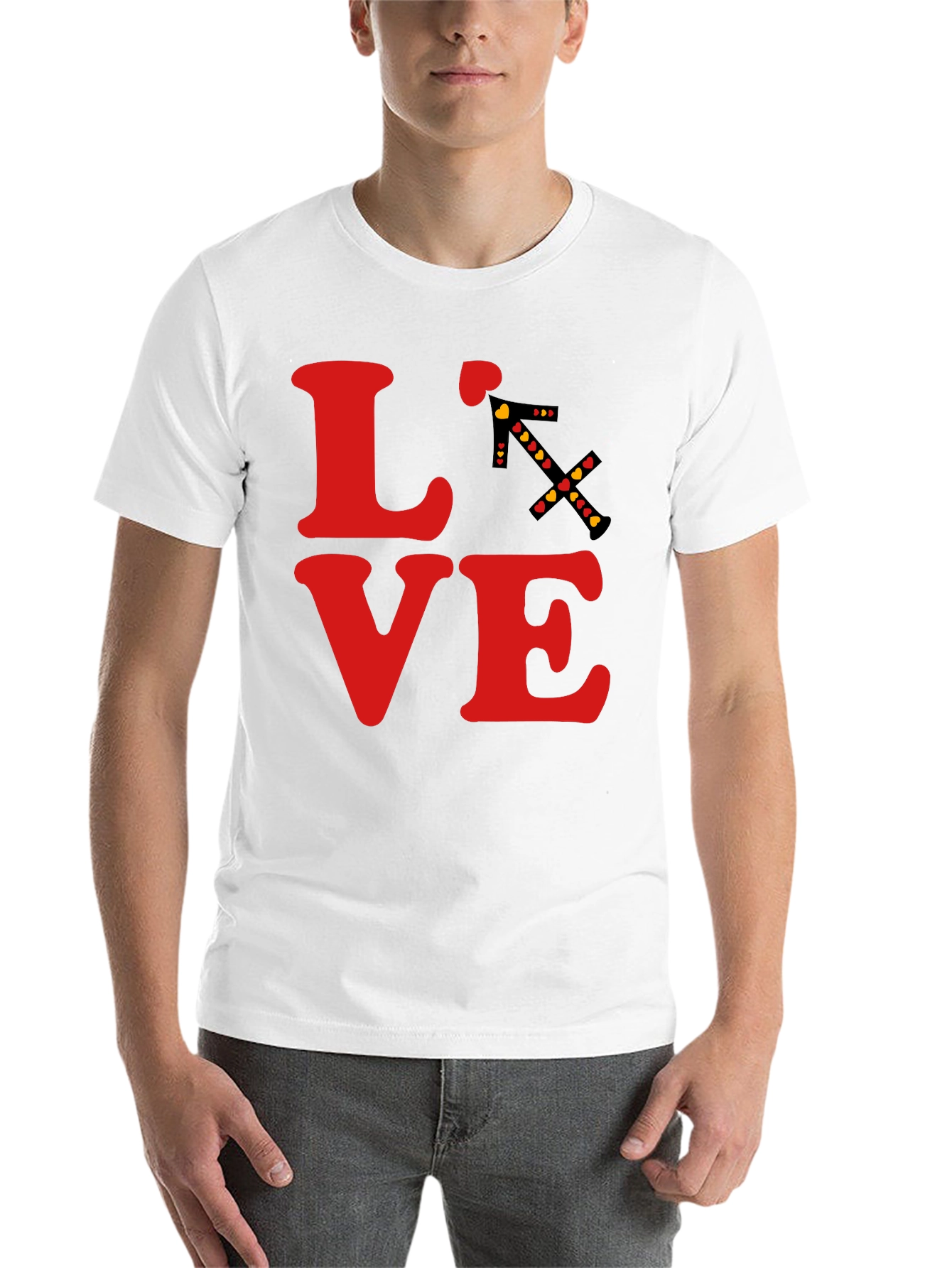 Black LOVE T-Shirt - Sagittarius Arrow Heart Design view 14