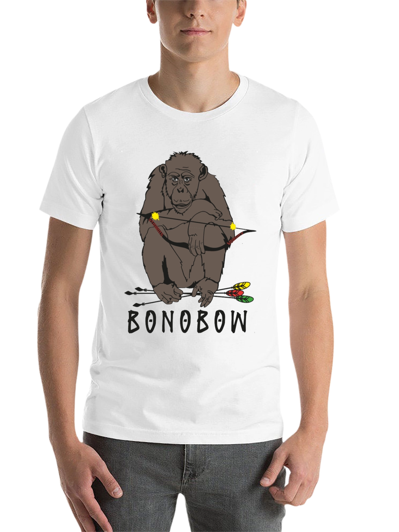 Black Bonobo Archer T-Shirt - Novelty Animal Tee view 14