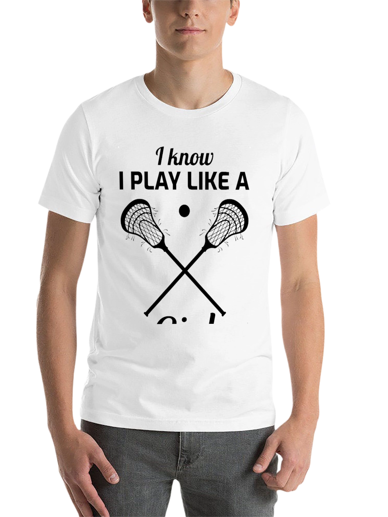 Black Lacrosse Player Black Graphic T-Shirt view 14