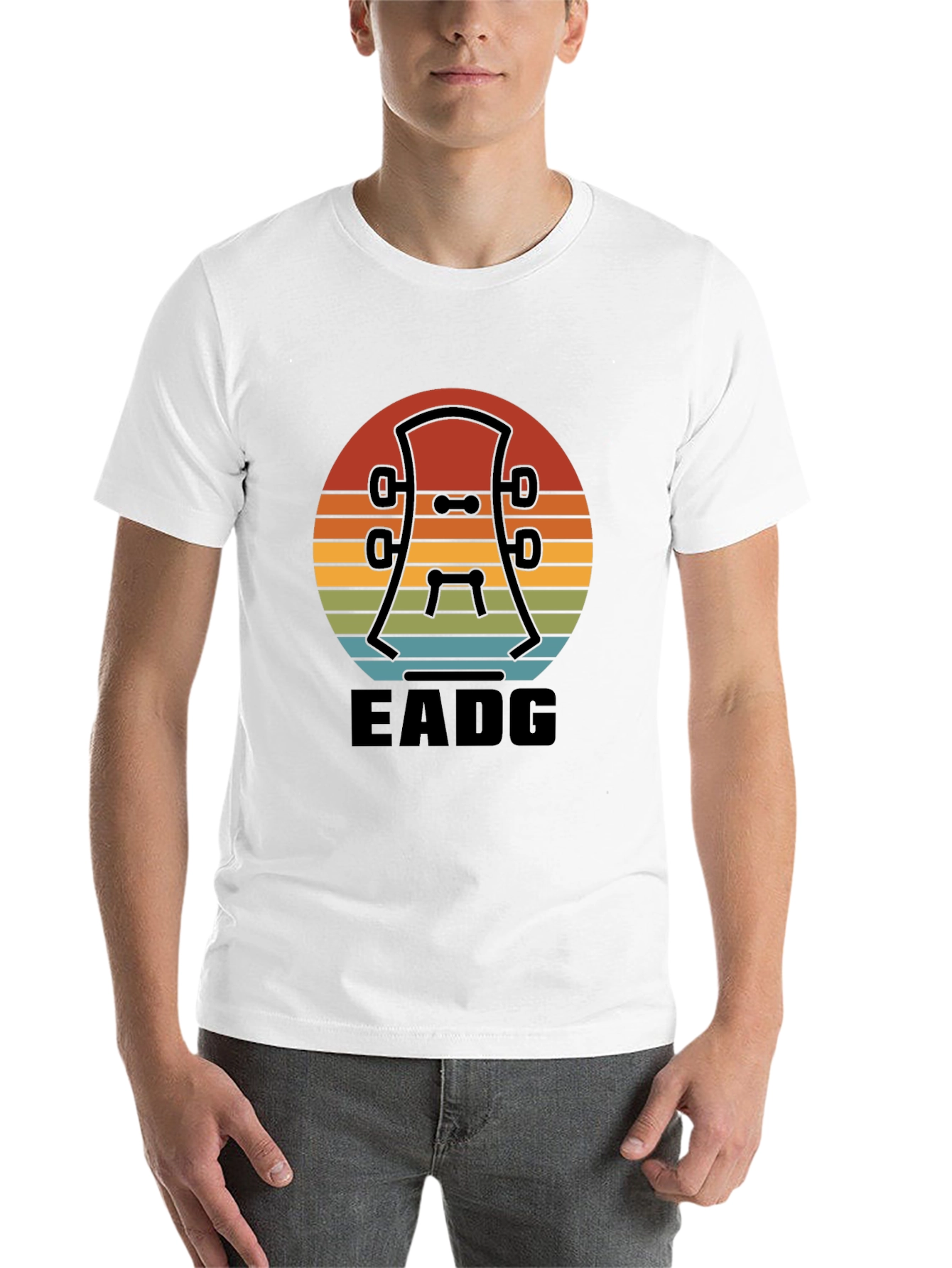 Black Vintage Guitar Headstock T-Shirt - EADG Tuning view 14