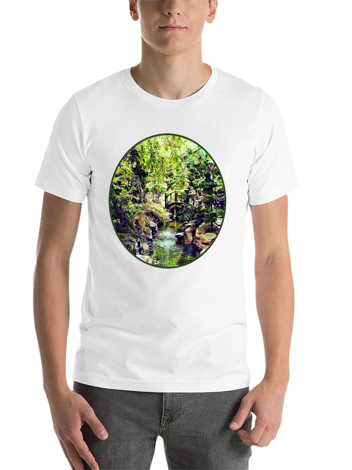 Black Nature Stream T-Shirt - Unique Design view 14