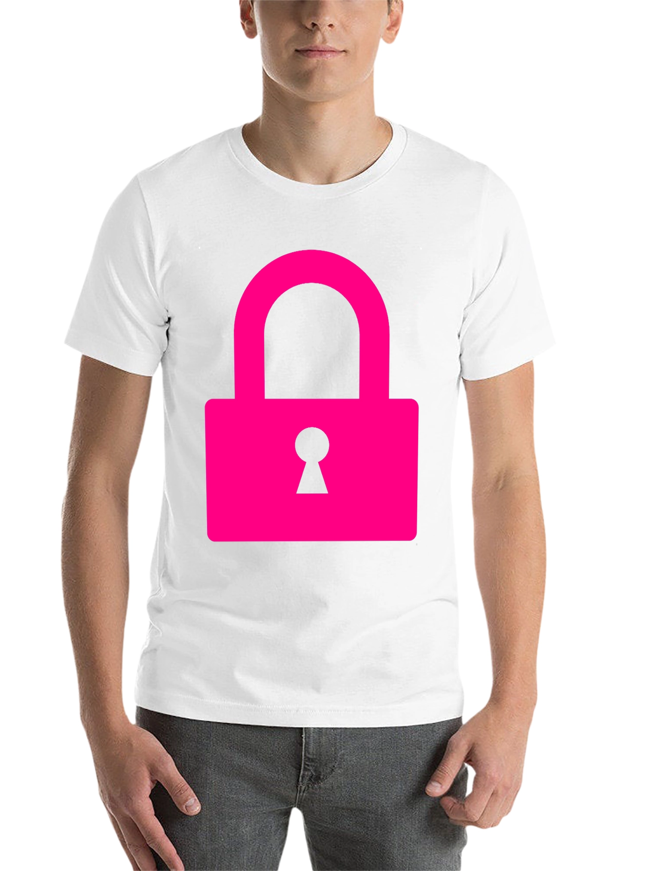 Black Cool Pink Lock Graphic T-Shirt view 14