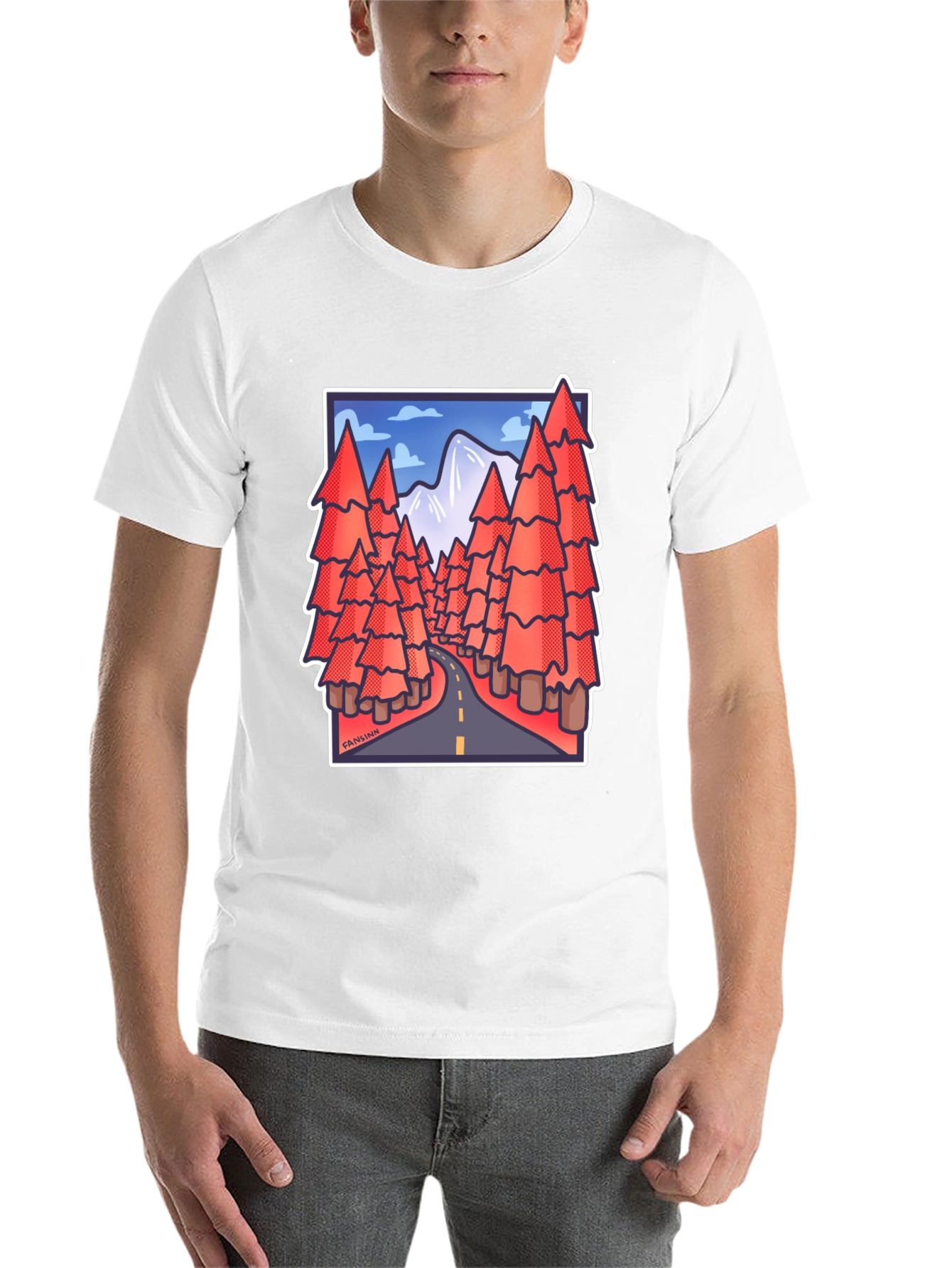 Black Road Trip Trees Graphic Tee - Black Cotton Blend view 14