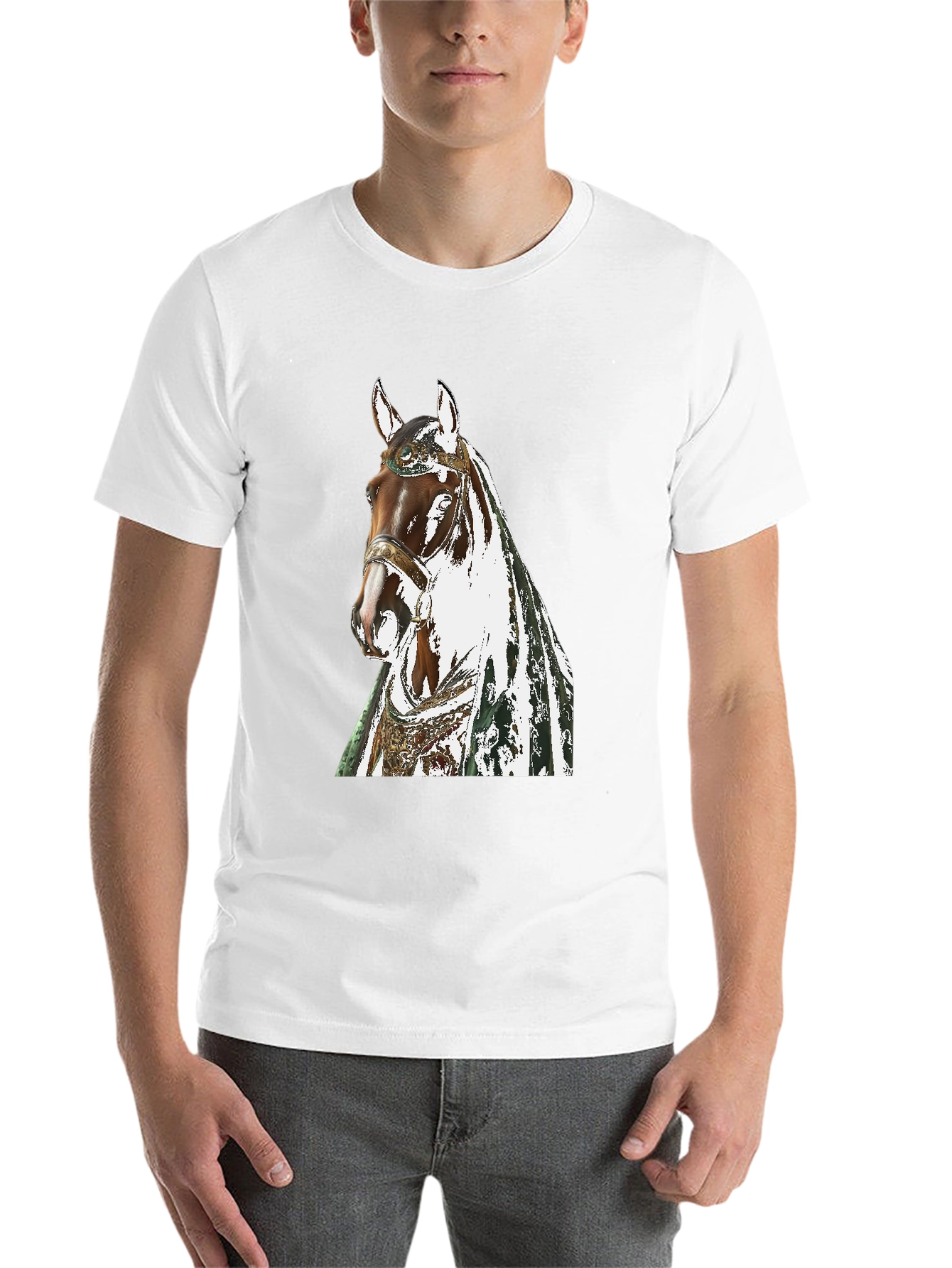 Black Horse Graphic Tee - Black Cotton T-Shirt view 14