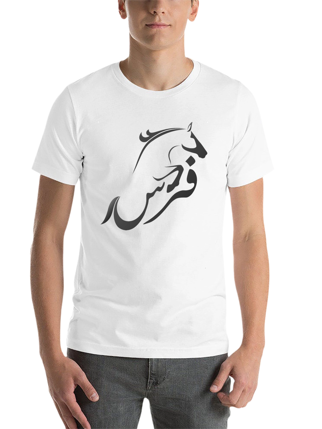 Black Stylish Black T-Shirt with Horse Design view 14