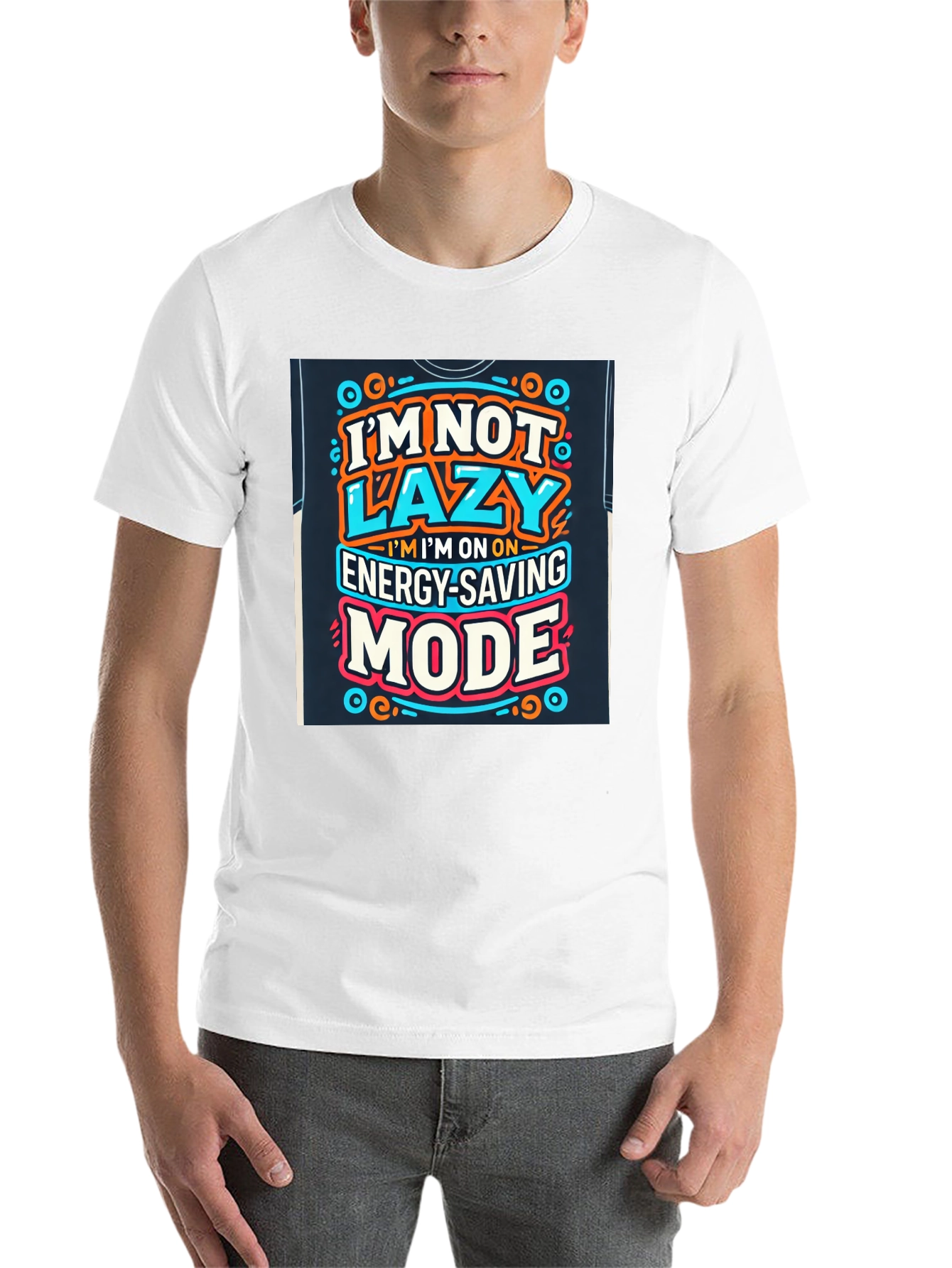 Black Energy Saving Mode Graphic Tee - Lazy Humor T-Shirt view 14