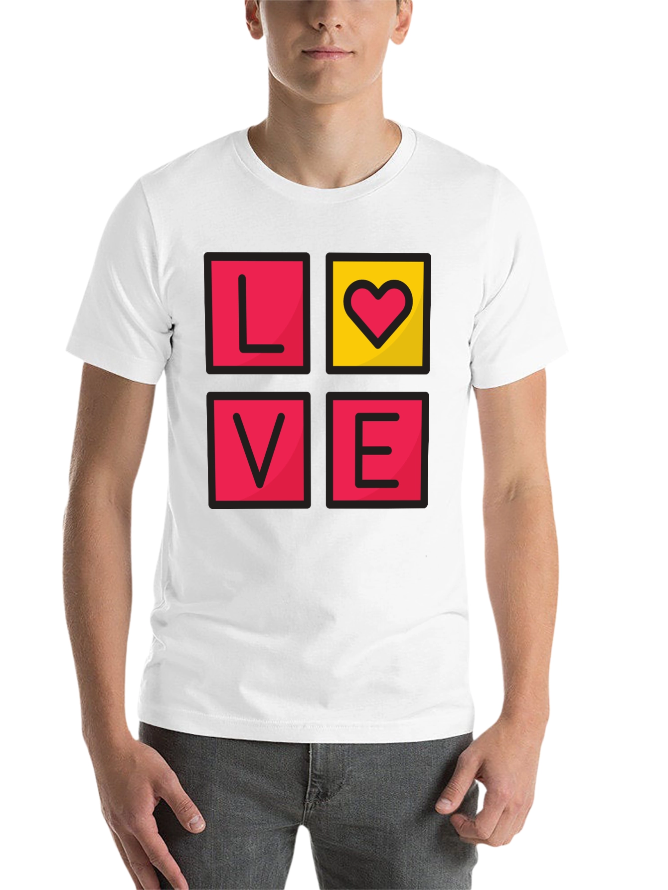 Black LOVE Graphic Tee - Men's Black T-Shirt view 14