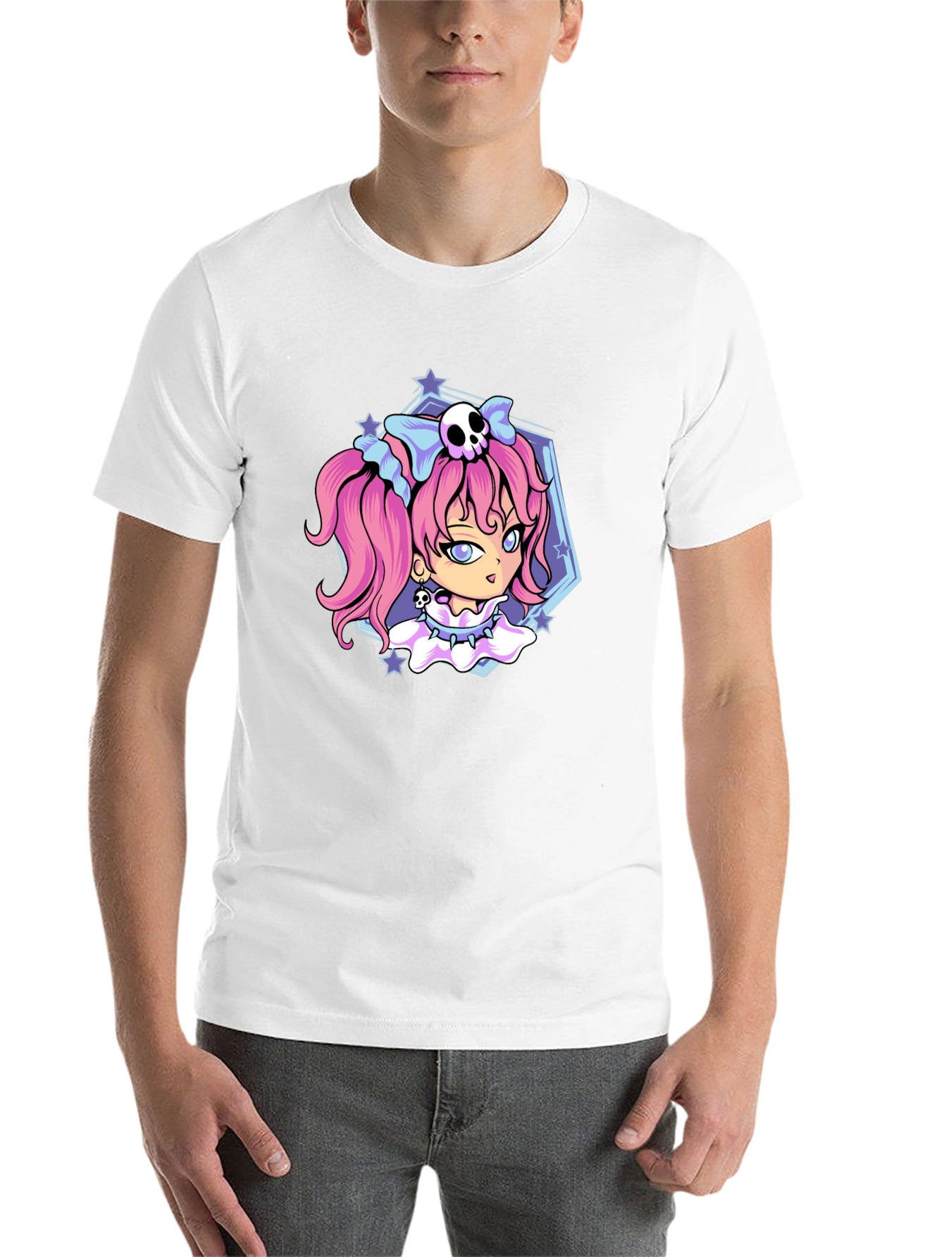 Black Gothic Anime Girl Black T-Shirt view 14