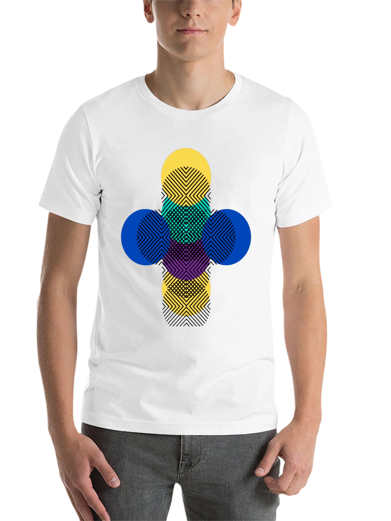 Black Geometric Circles Graphic Tee - Modern Pattern T-Shirt view 14