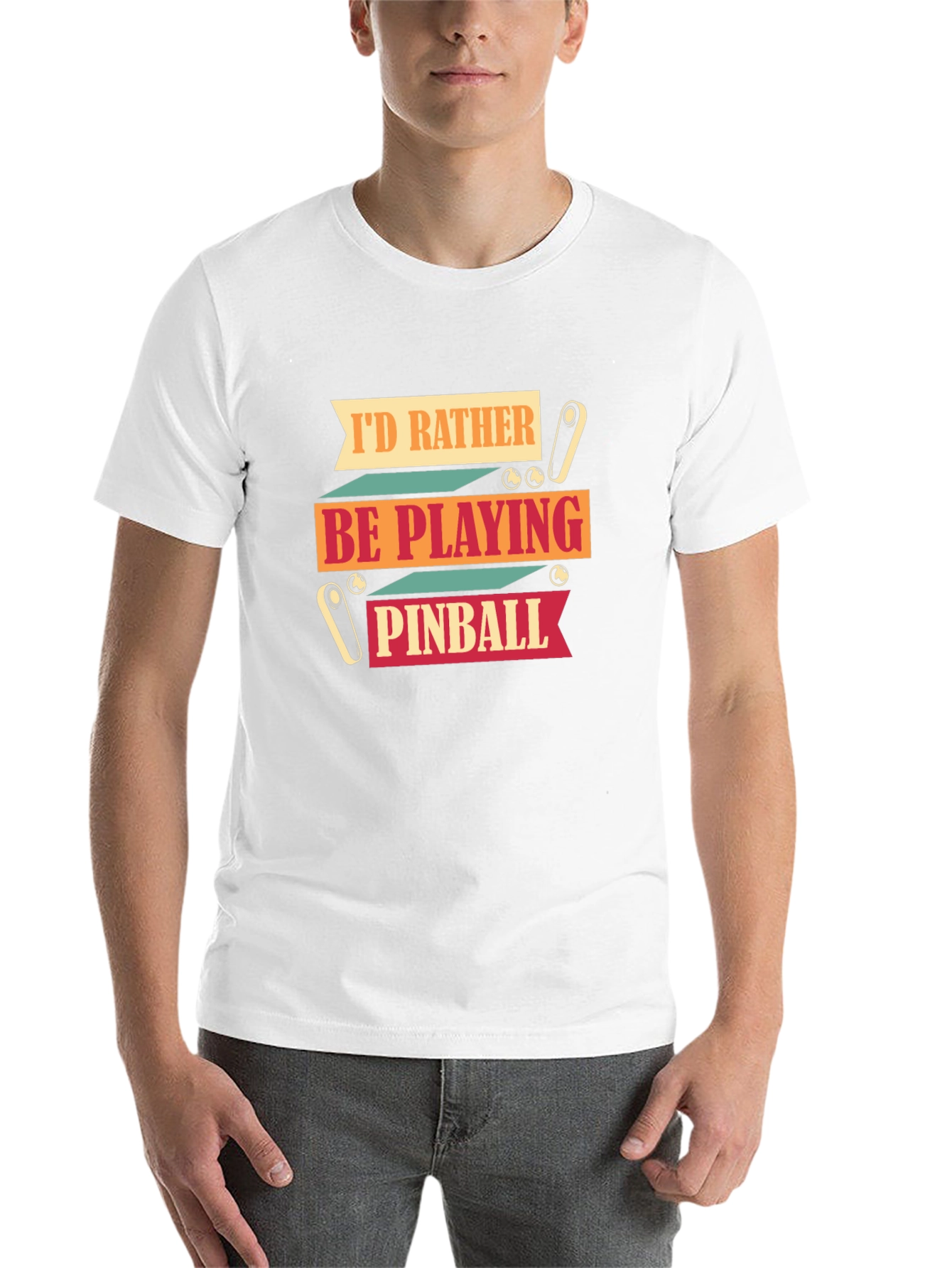 Black I'd Rather Be Playing Pinball Graphic T-Shirt view 14
