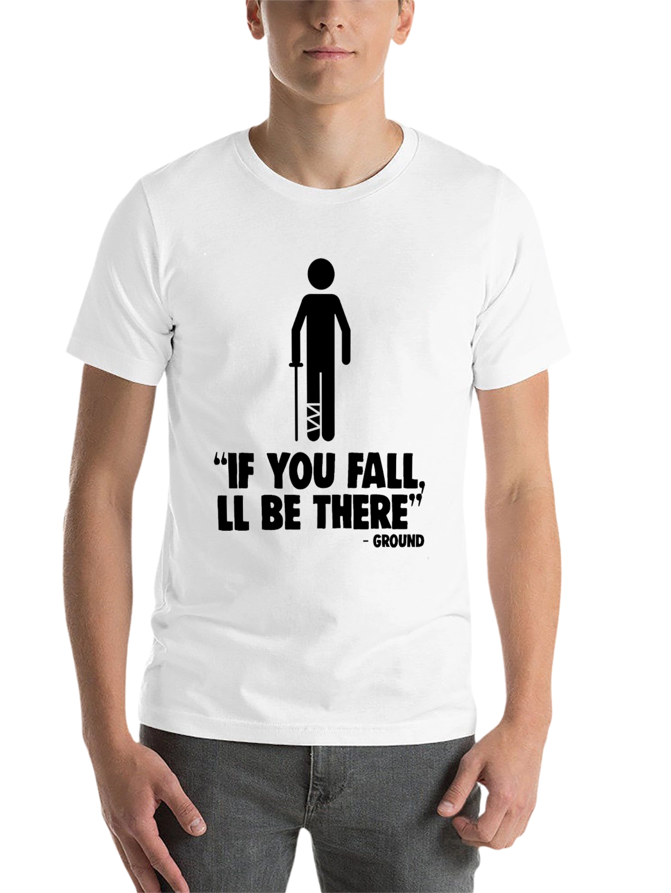 Black Humorous "If You Fall" Graphic T-Shirt view 14