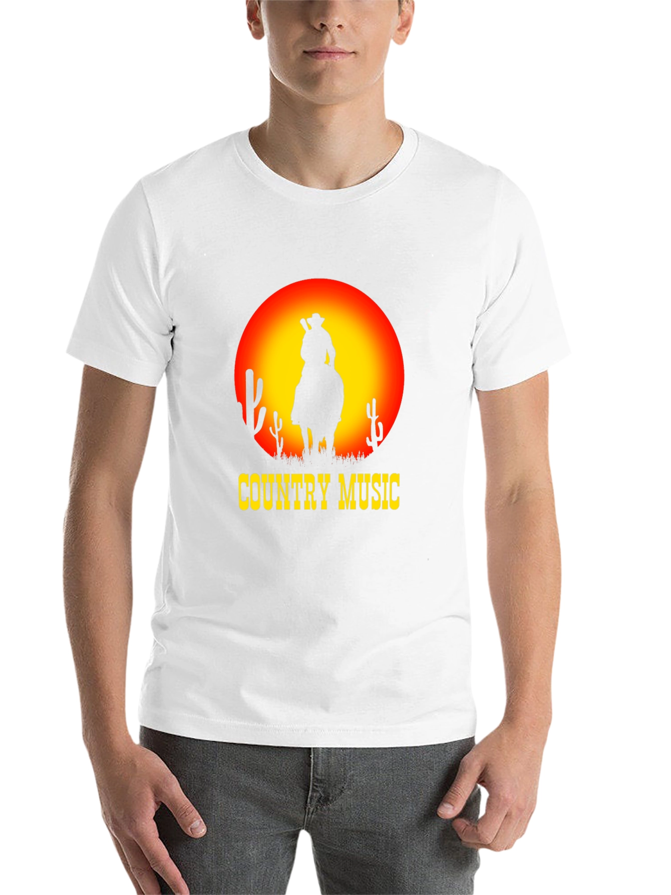 Black Country Music Sunset Cowboy Black T-Shirt view 14