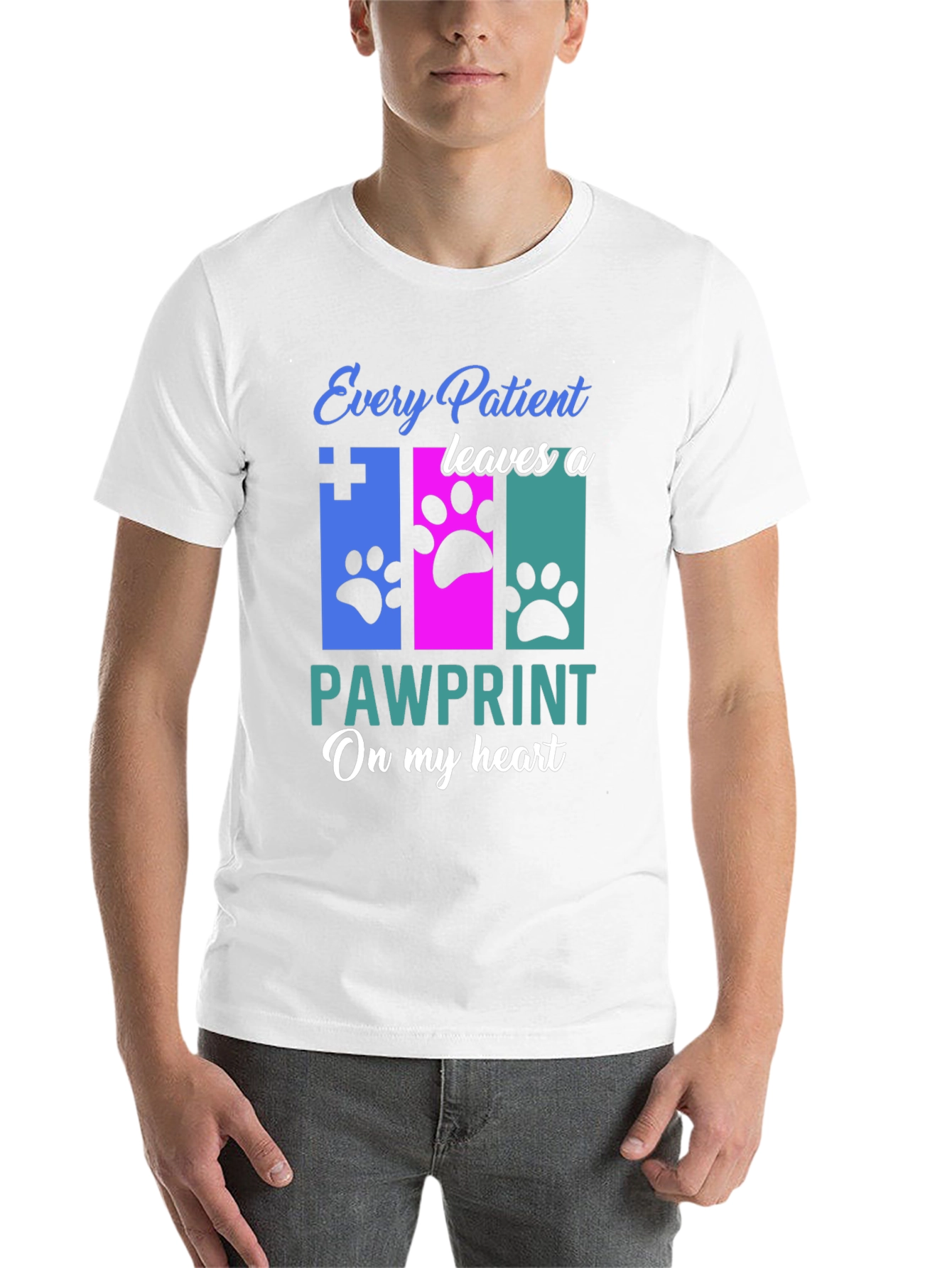 Black Veterinarian Paw Print T-Shirt - Animal Lover Gift view 14