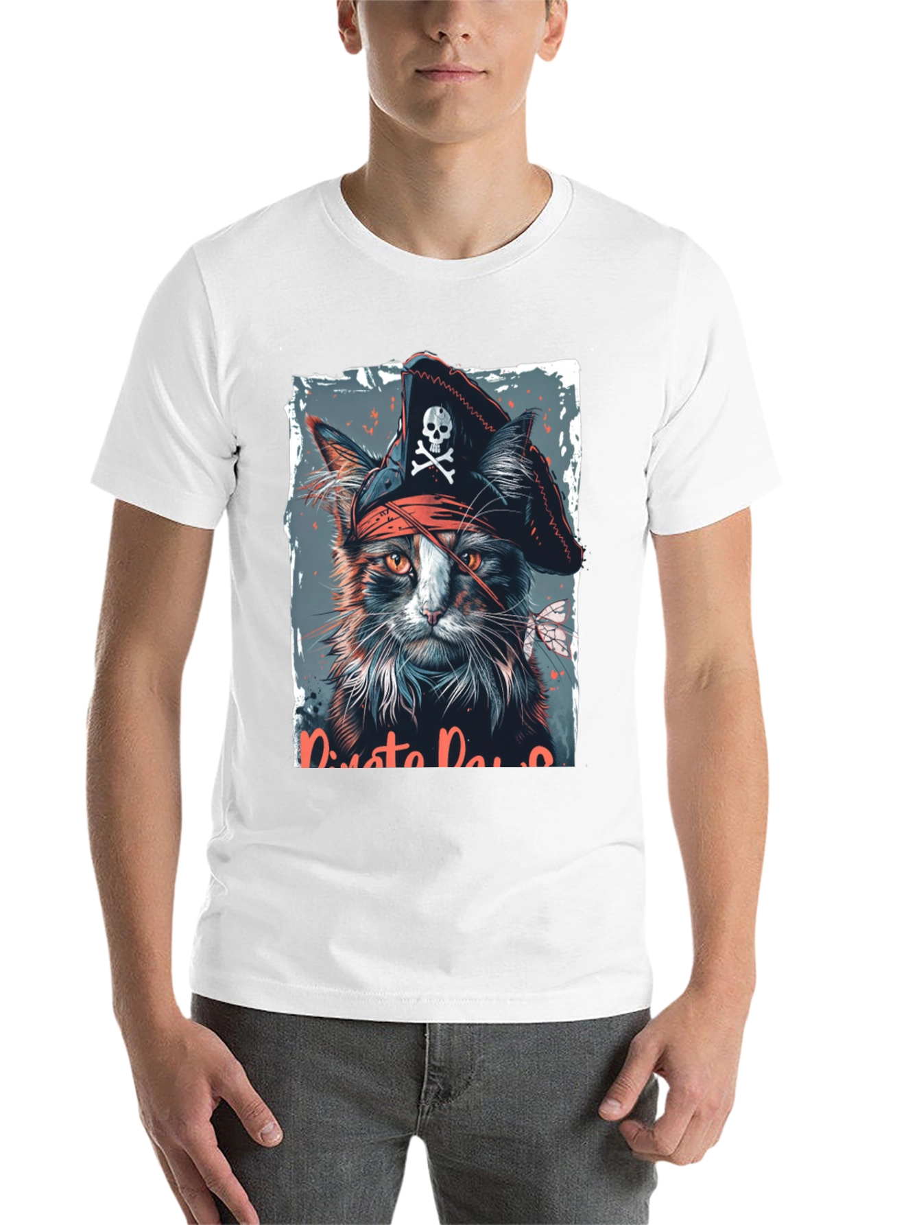 Black Pirate Cat Graphic T-Shirt - Black view 14