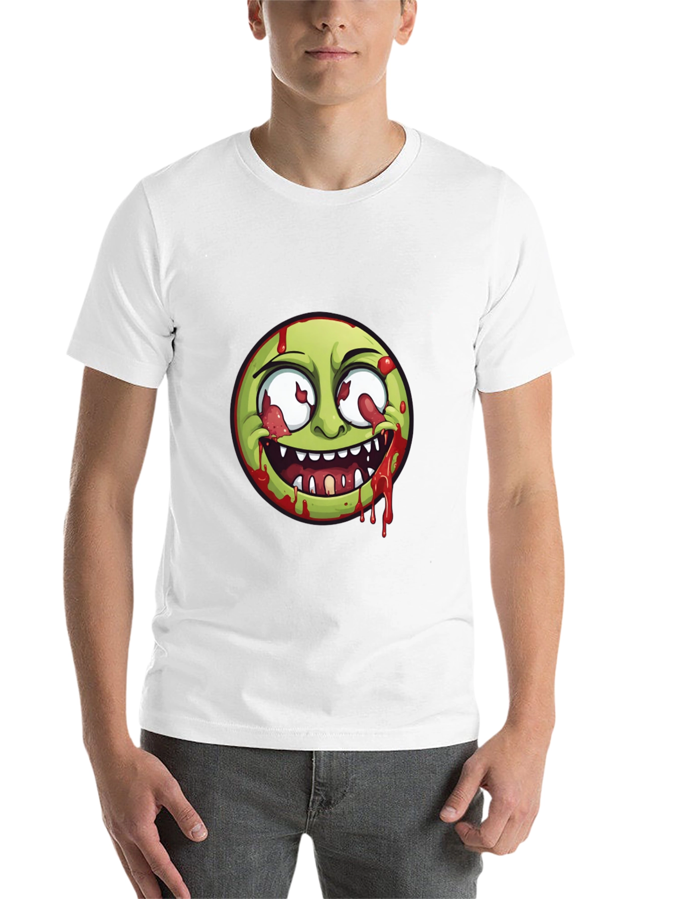 Black Zombie Emoji Graphic Print T-Shirt view 14