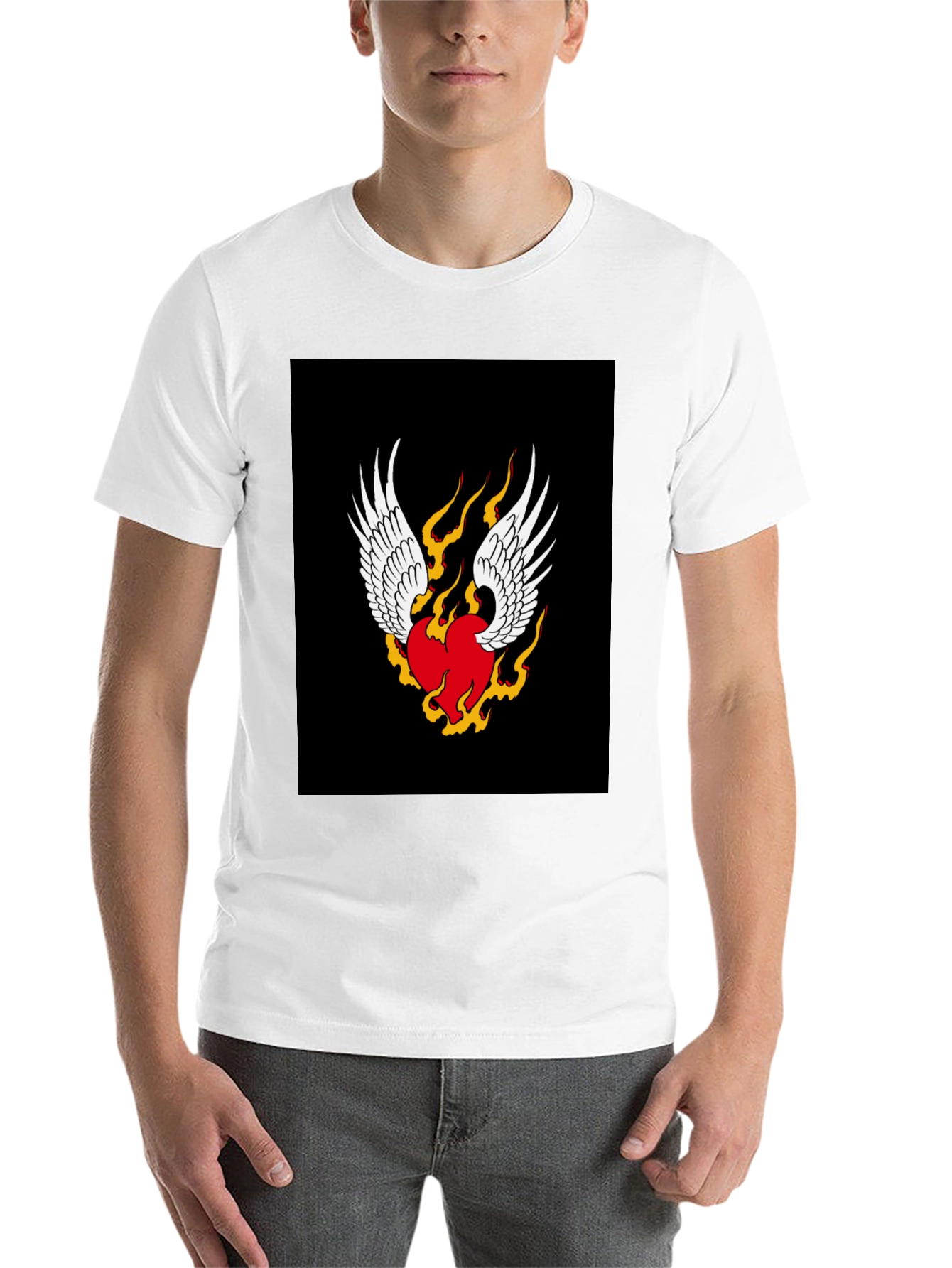 Black Winged Heart Graphic T-Shirt - Classic Black view 14